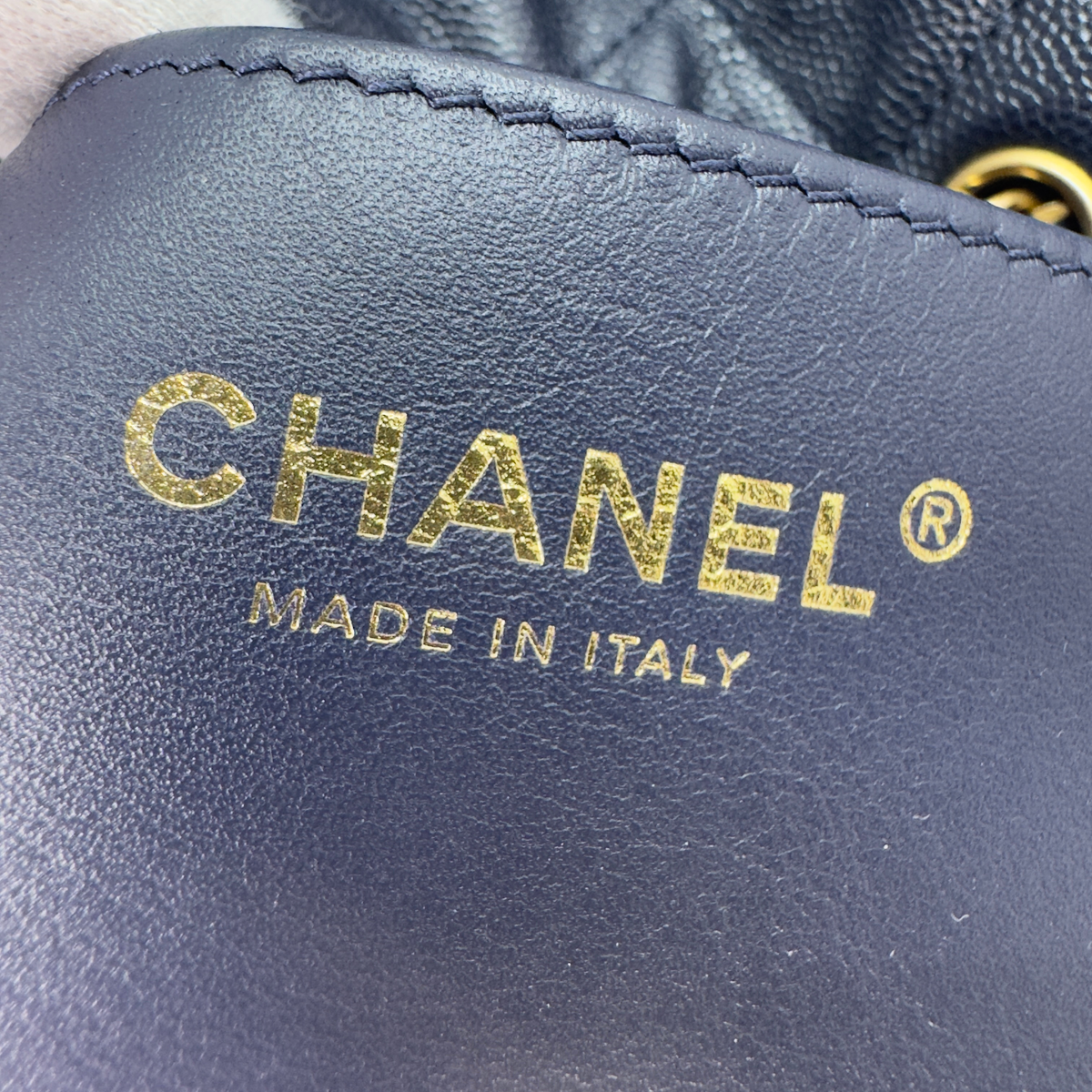 Chanel 25 Medium Caviar Leather Shoulder Bag Navy