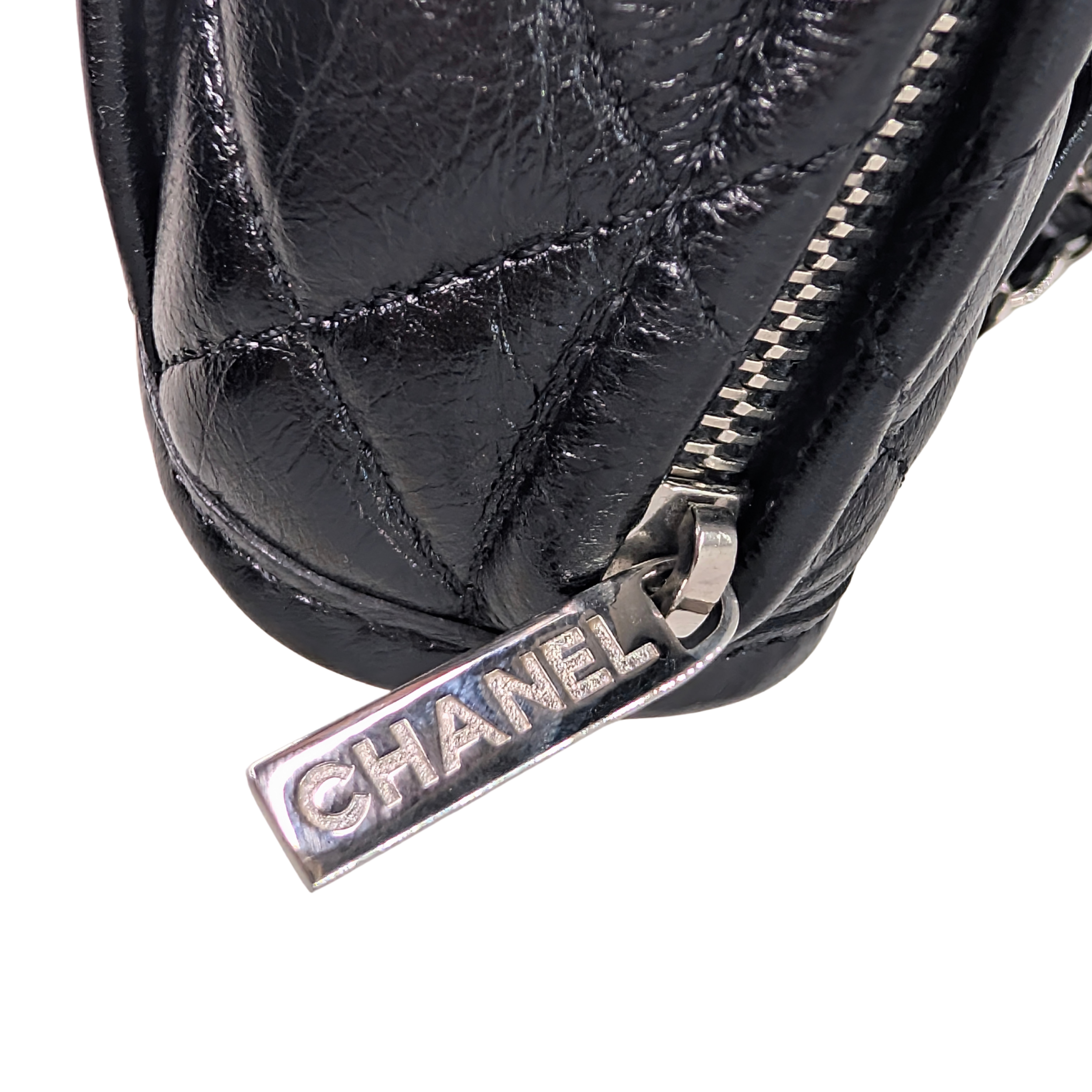 Chanel 黑色鏈條相機手拿袋
