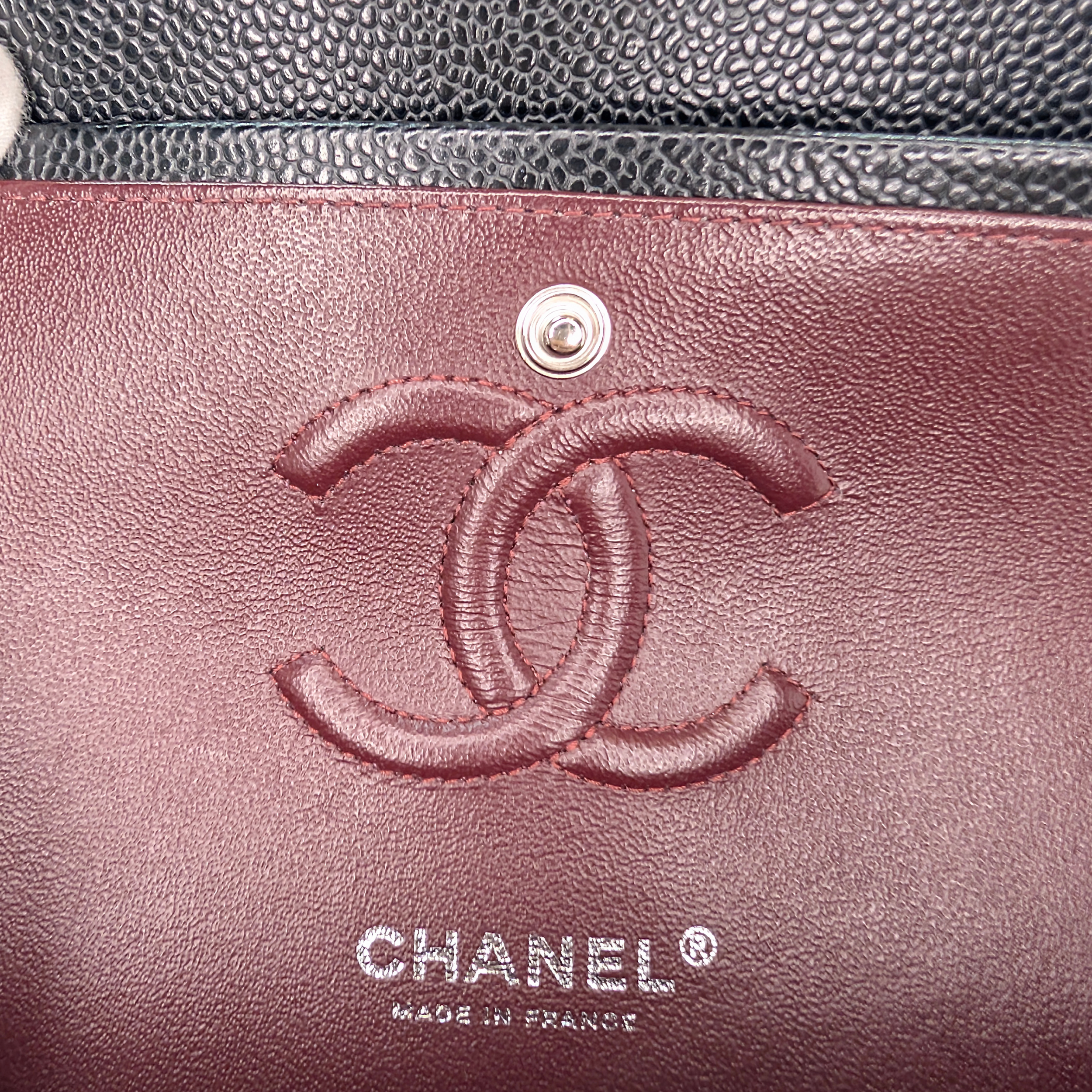Chanel Classic Double Flap Caviar Black SHW Microchipped