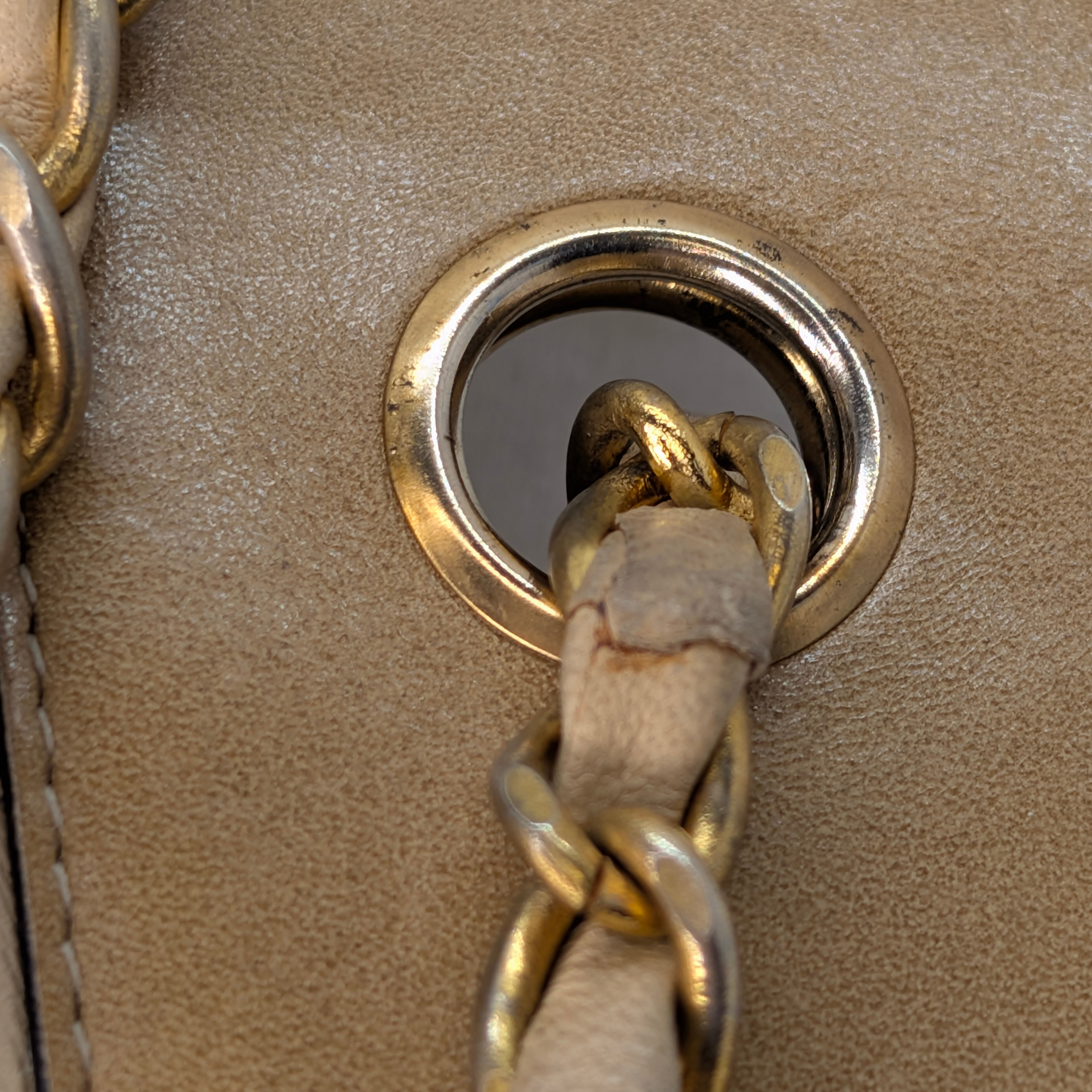Chanel CC Vintage Quilted Flat Tote Bag Beige