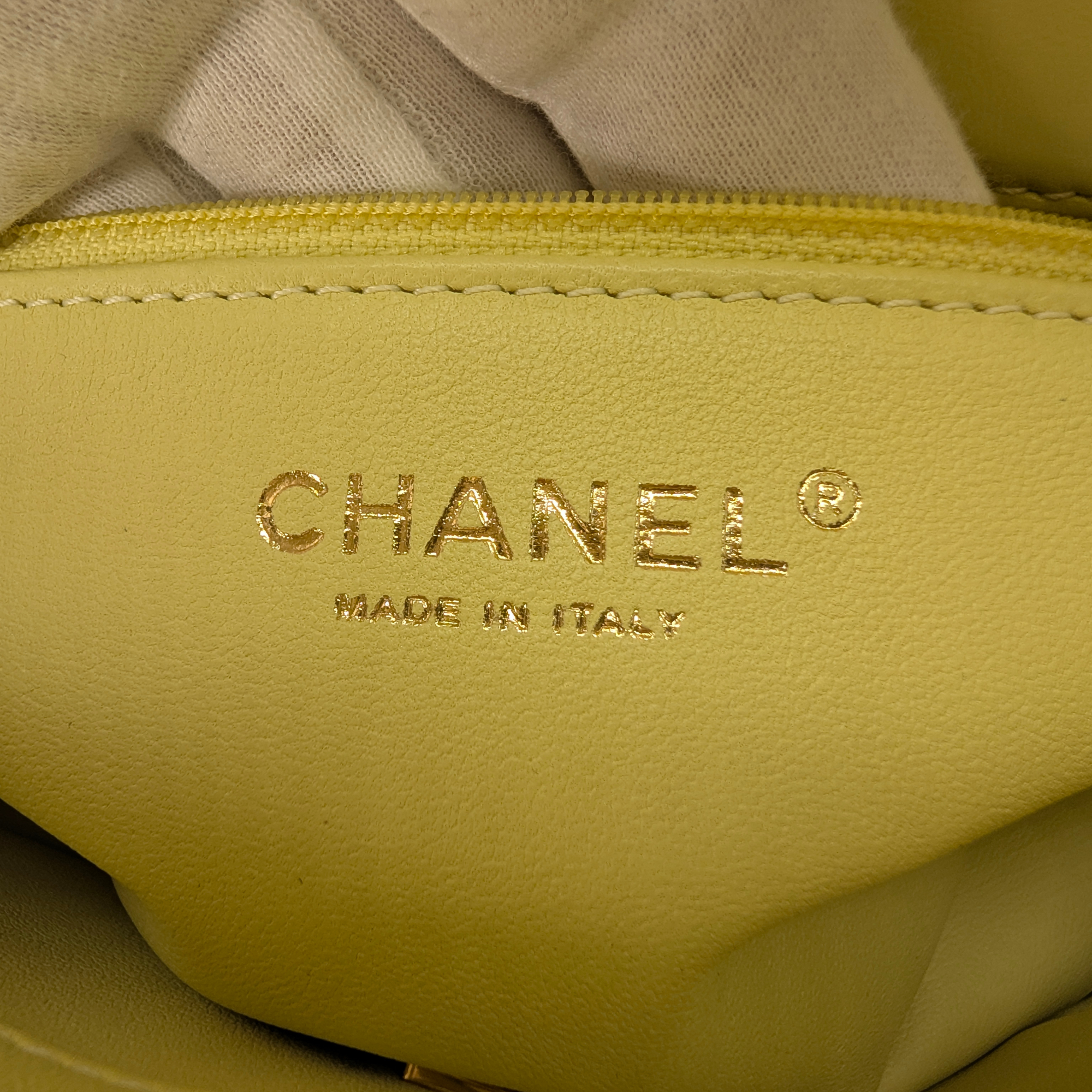 Chanel Mini Rectangular Top Handle Flap Bag Yellow