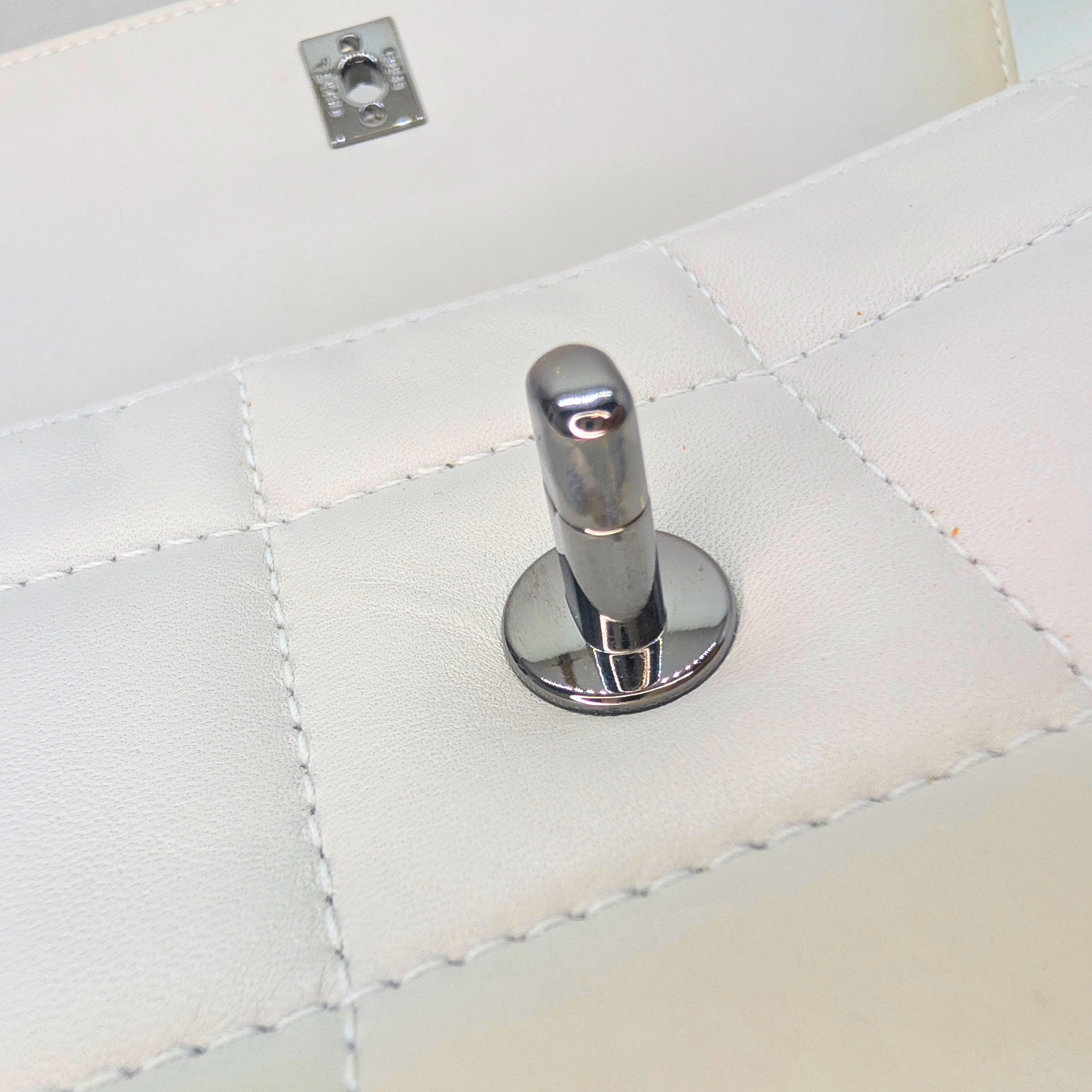 Chanel Chocolate Bar Multichain Square Quilt Flap Bag Off White