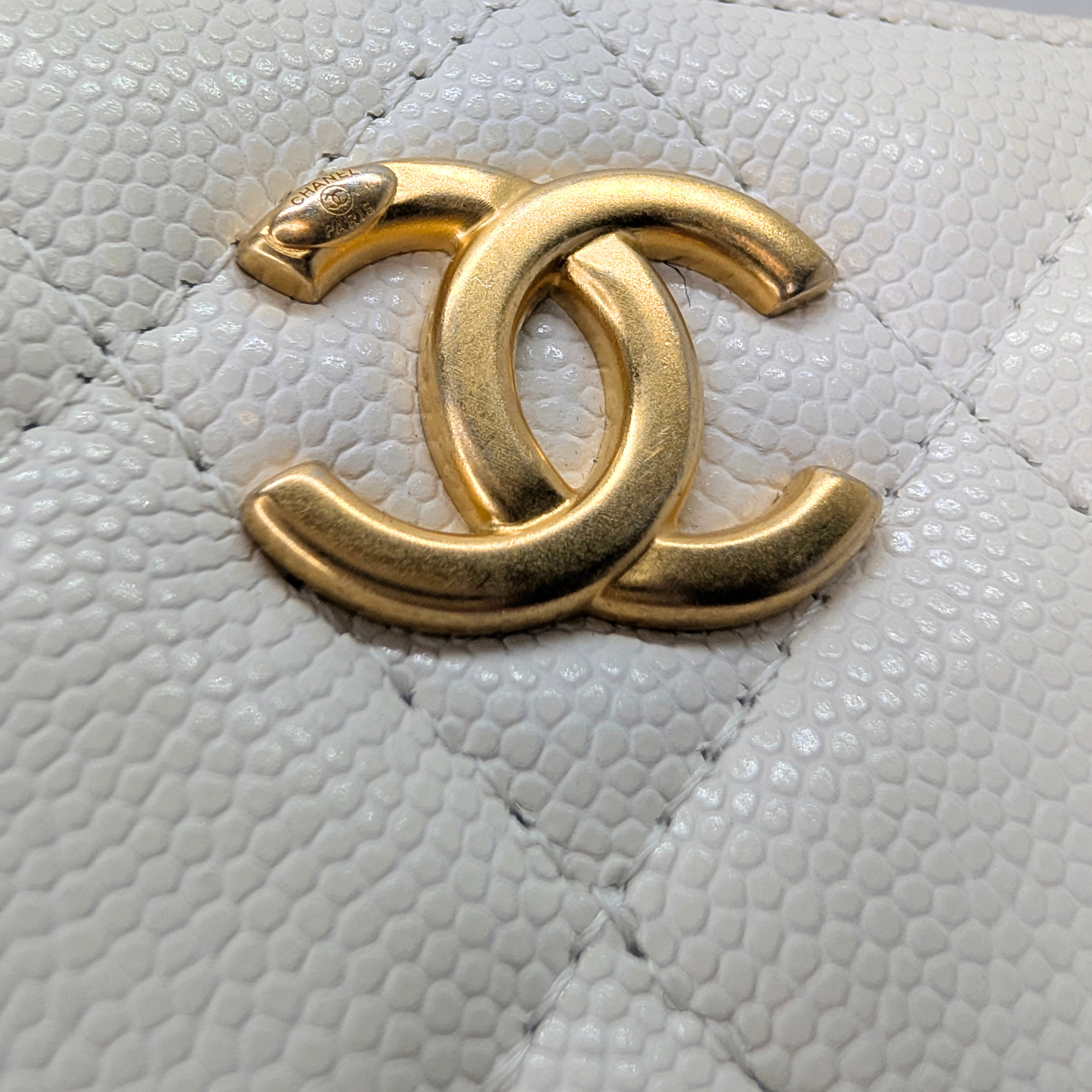 Chanel Mini Vanity with Chain Camera Bag Caviar White