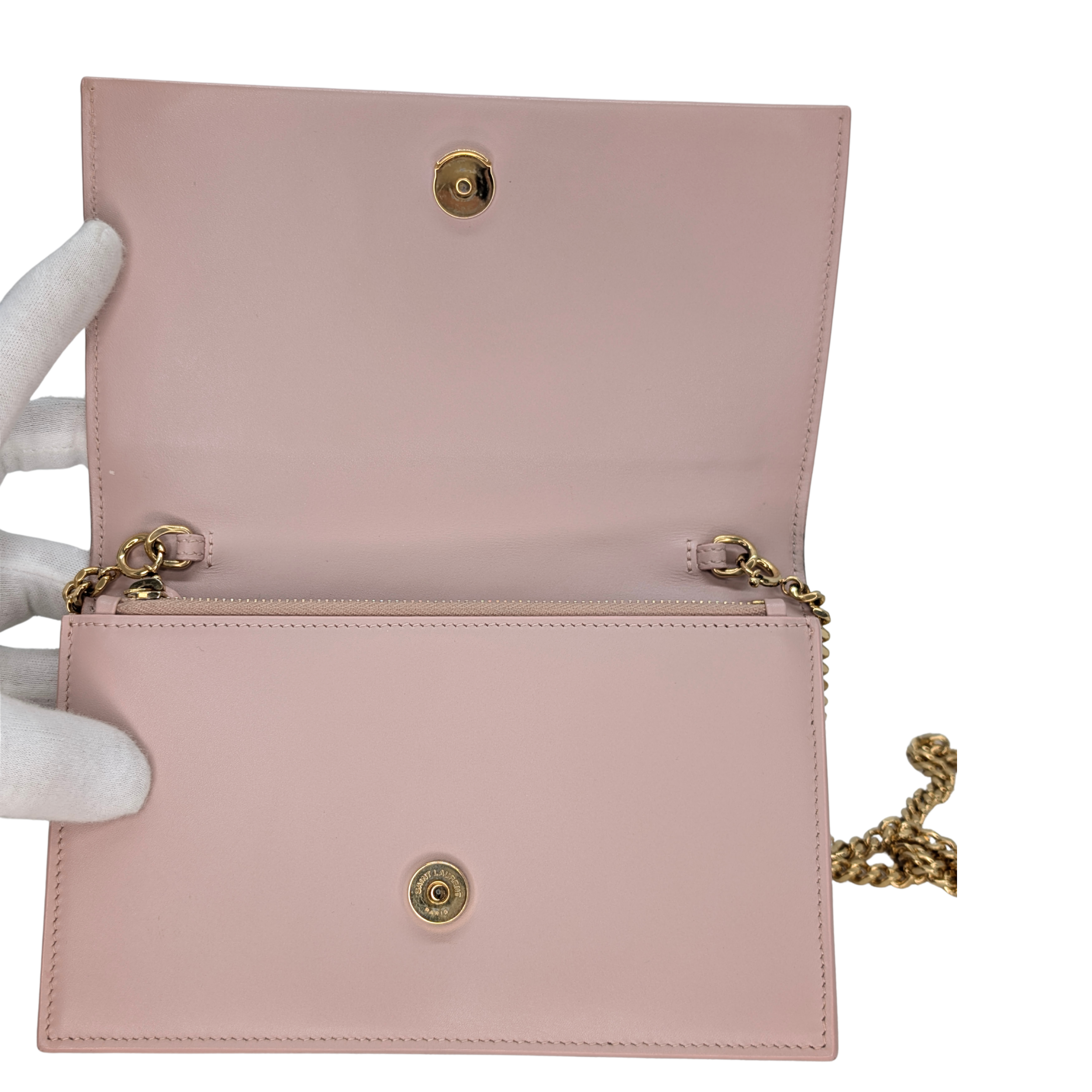 Saint Laurent Kate Tassel Wallet on Chain Pale Pink
