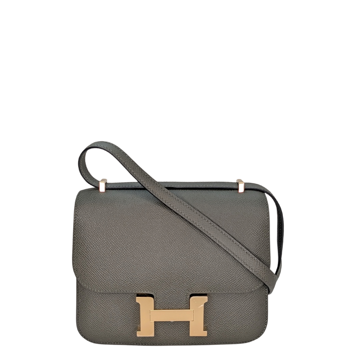 Hermes Mini Constance Epsom Vert De Gris GHW B Stamp