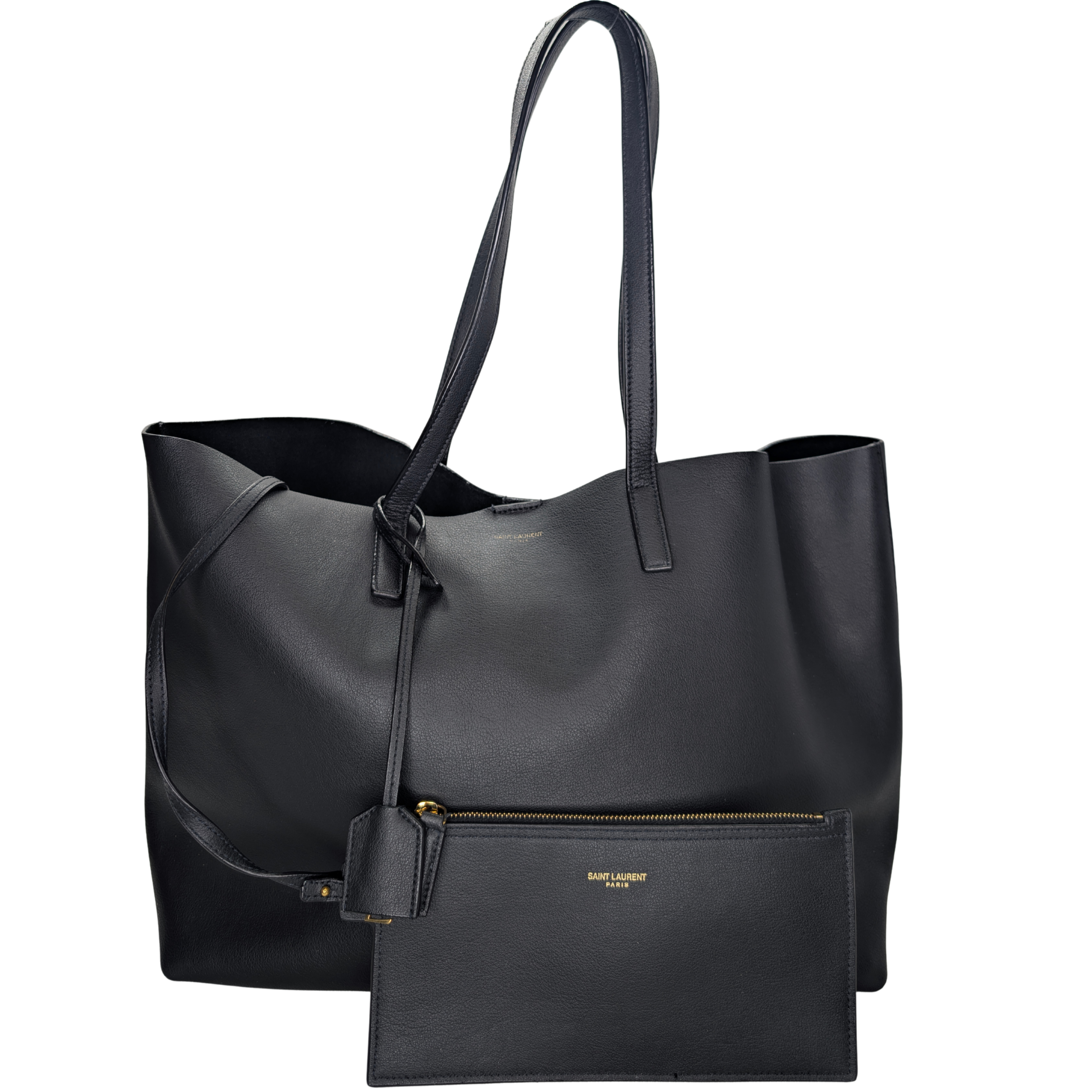 Saint Laurent 黑色皮革購物托特袋