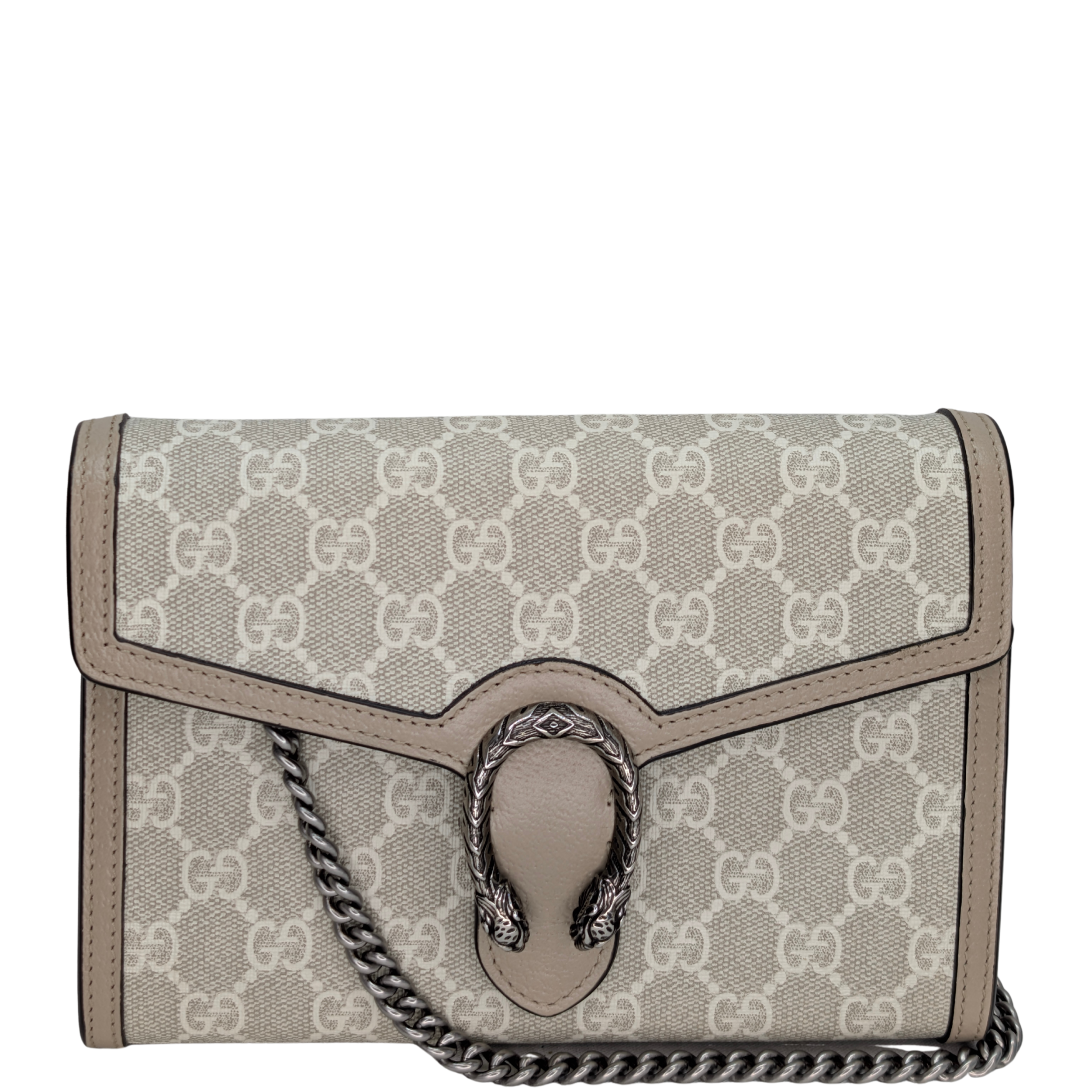 Gucci Dionysus GG Supreme Chain Wallet Beige
