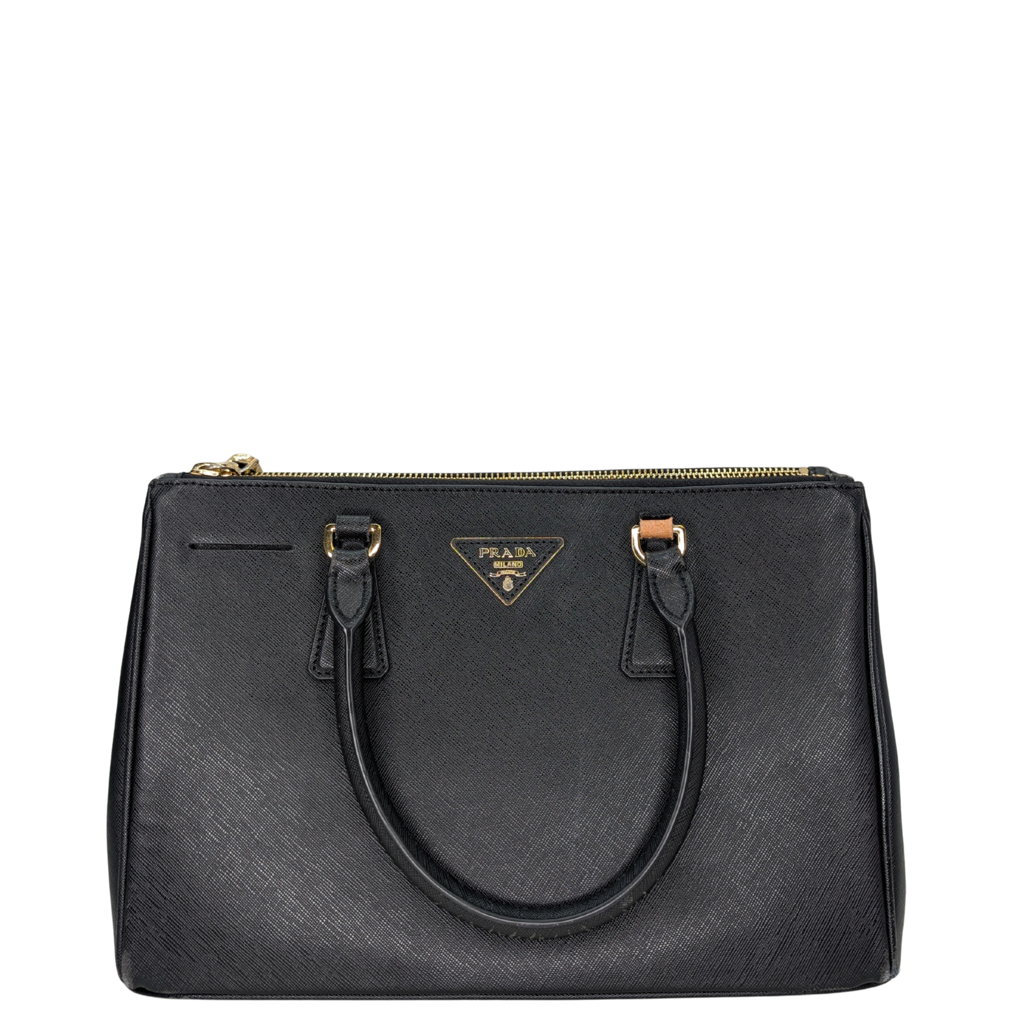 Prada Saffiano Galleria 黑色雙拉鏈手袋