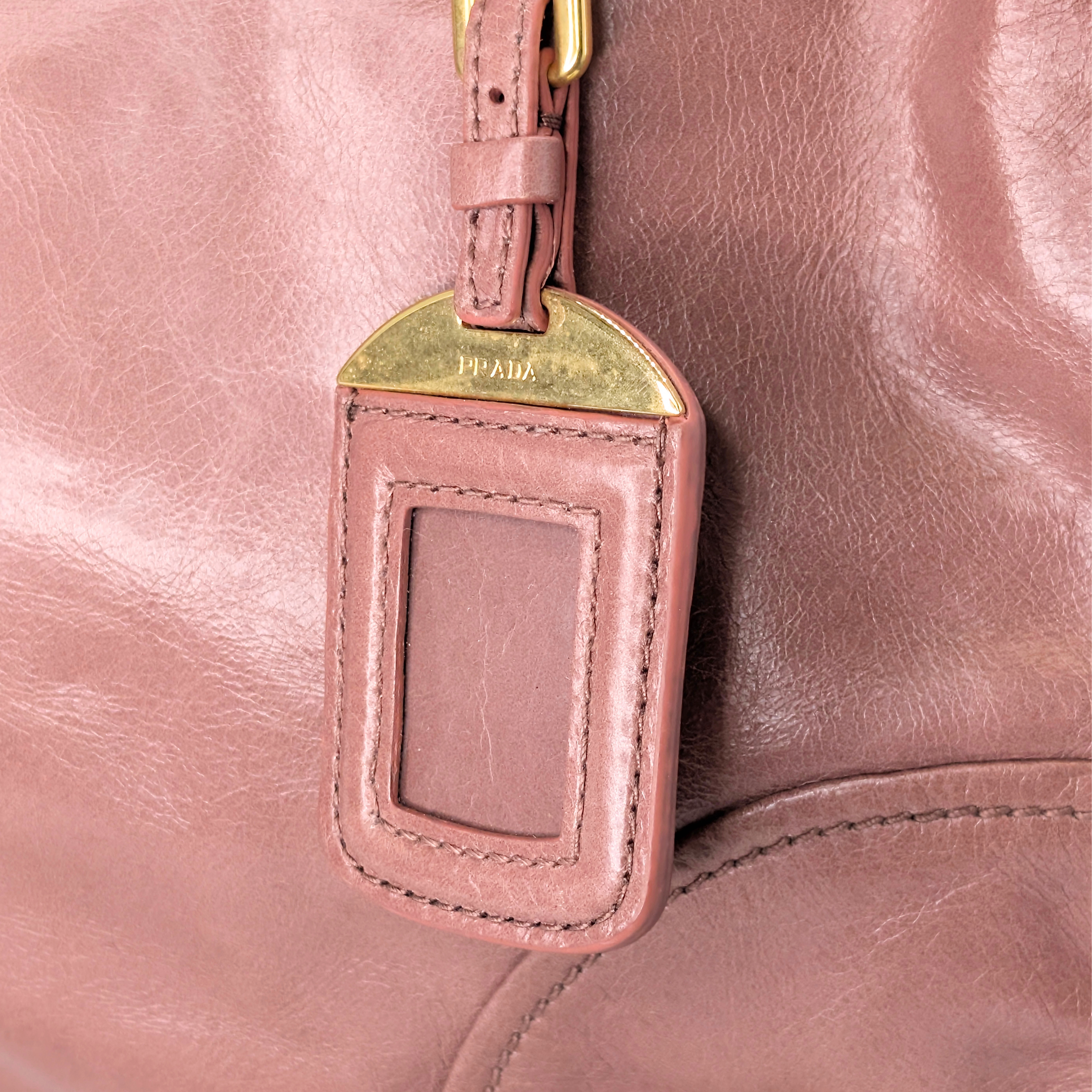 Prada Vitello Shine Shopping Tote Bag Dusky Rose