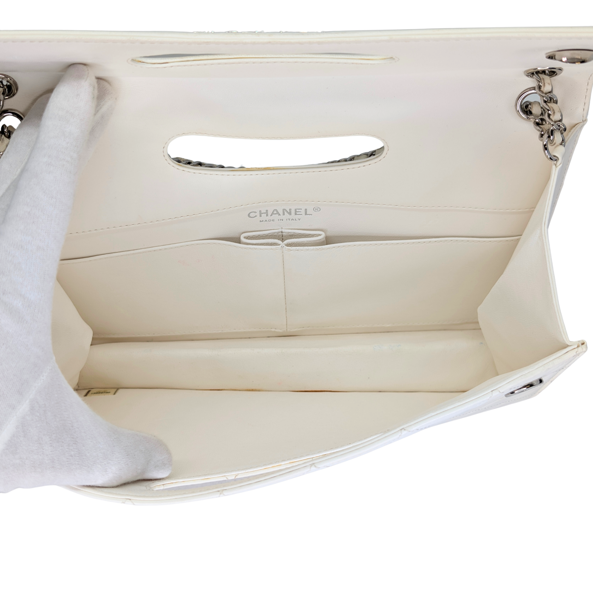Chanel 2014 Delivery Cutout Handle Bag White