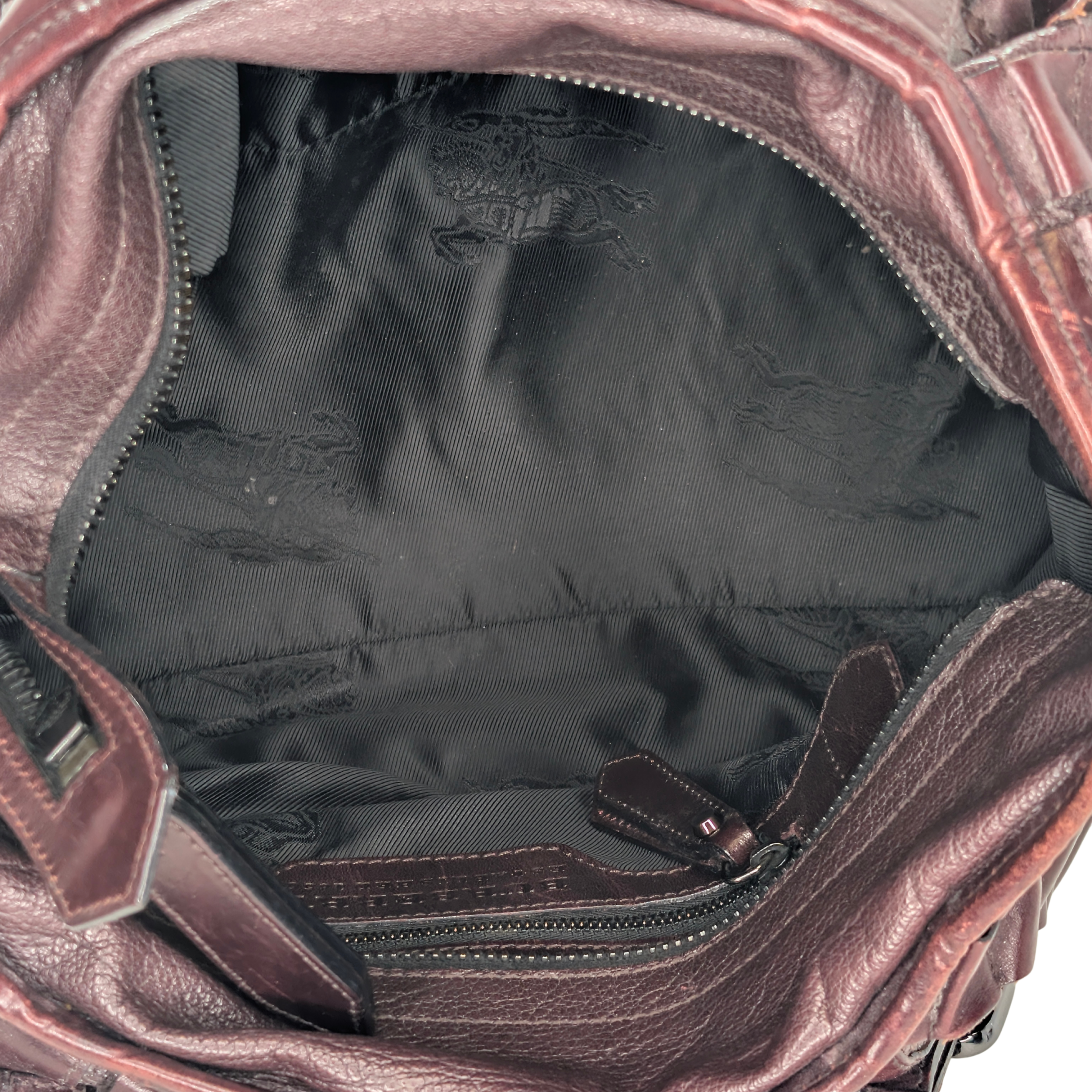 Burberry Leather Cartridge Pleat Tote Bag Burgundy