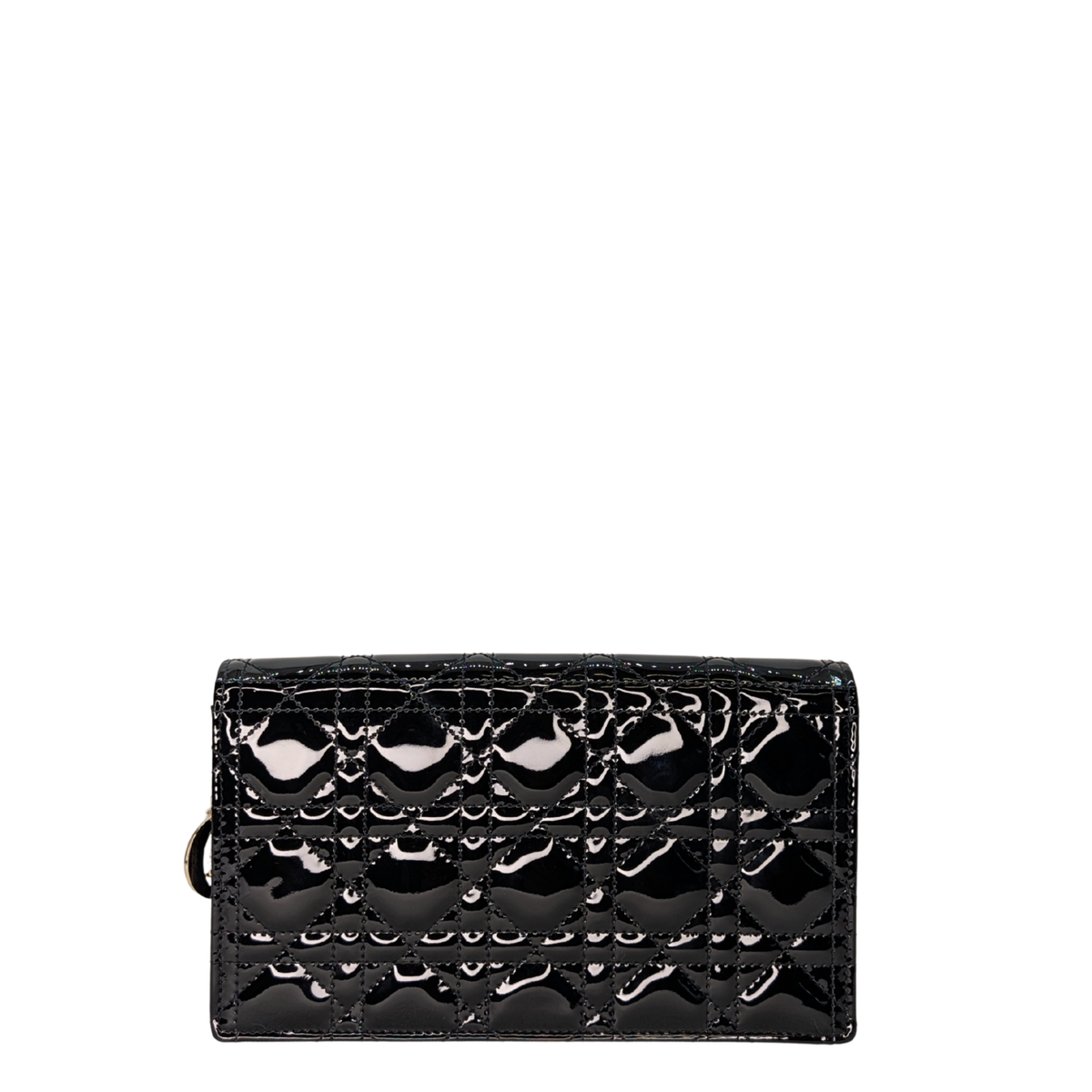 Dior Lady Dior 黑色 Cannage 漆皮手拿袋