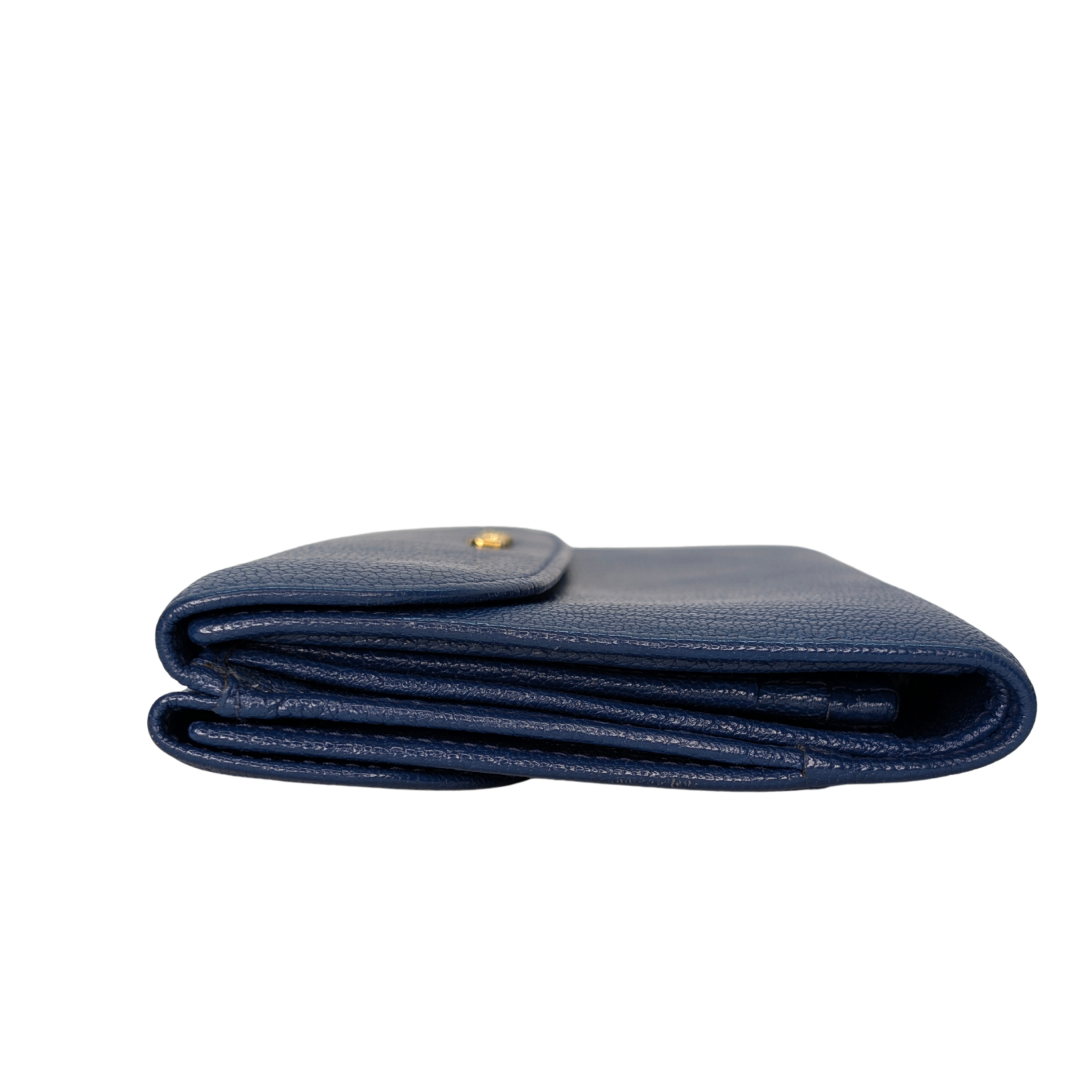 Miu Miu Madras Flap Long Wallet Leather Blue