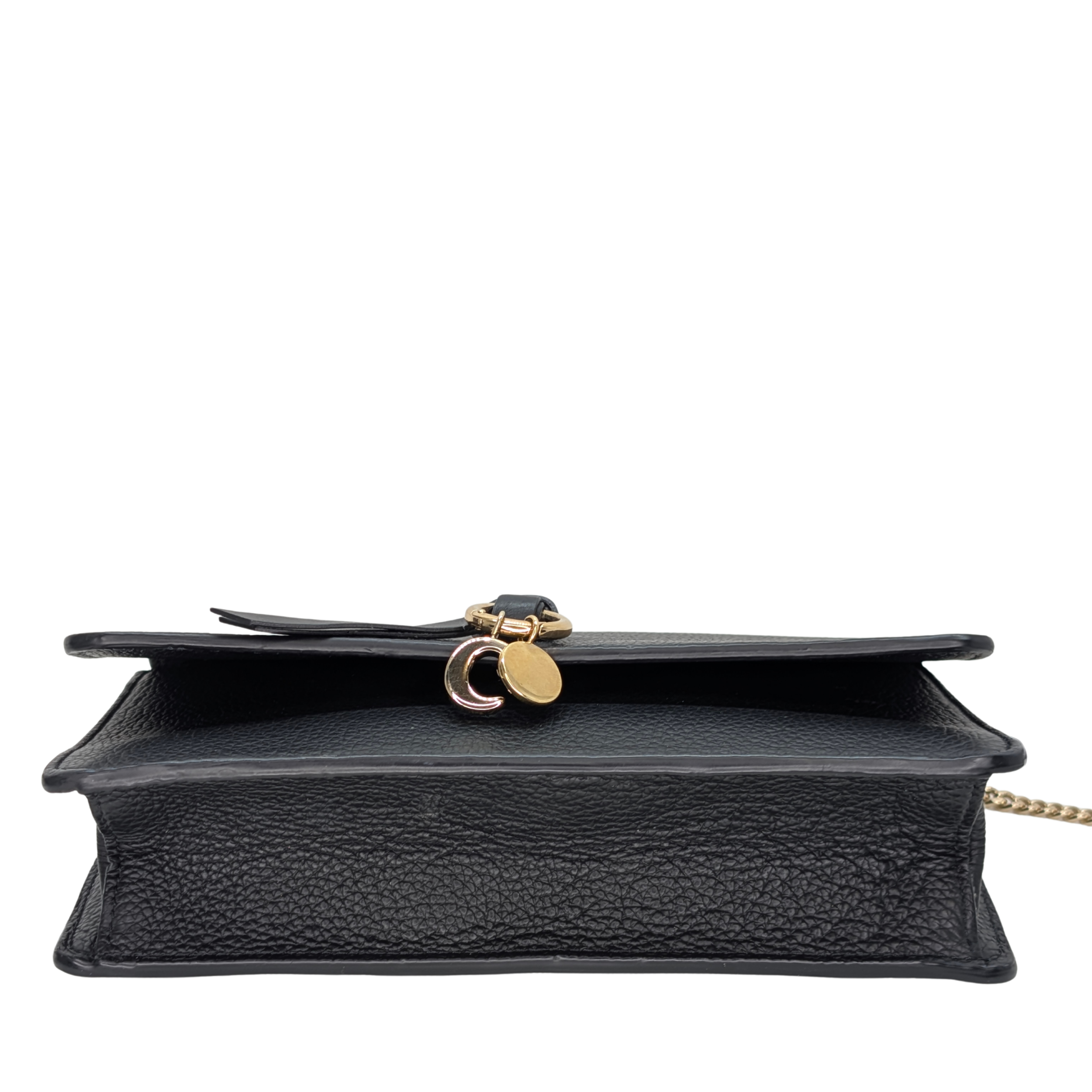 Chloé Alphabet chain Clutch Bag Leather Black