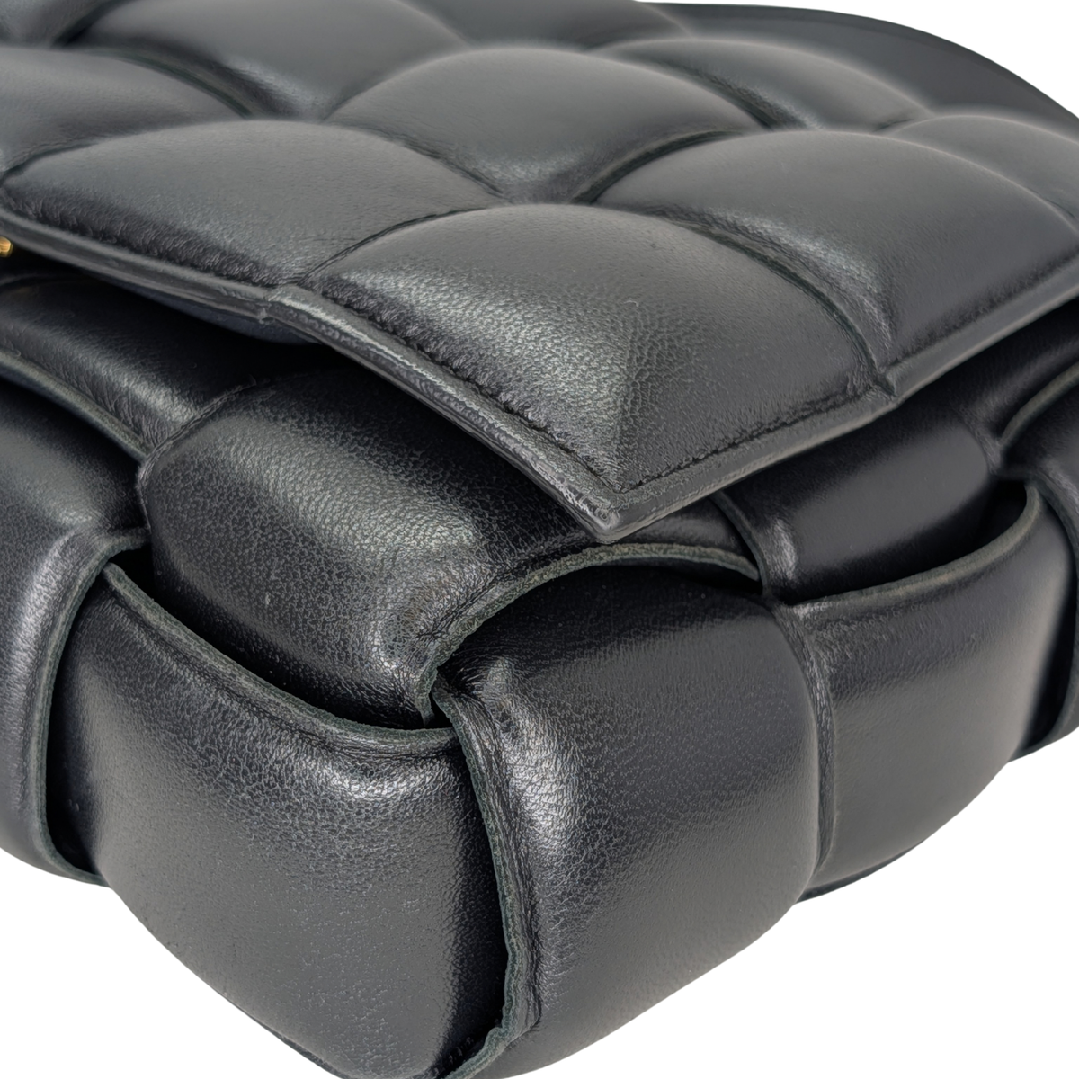 Bottega Veneta Padded Cassette Intrecciato Bag Black