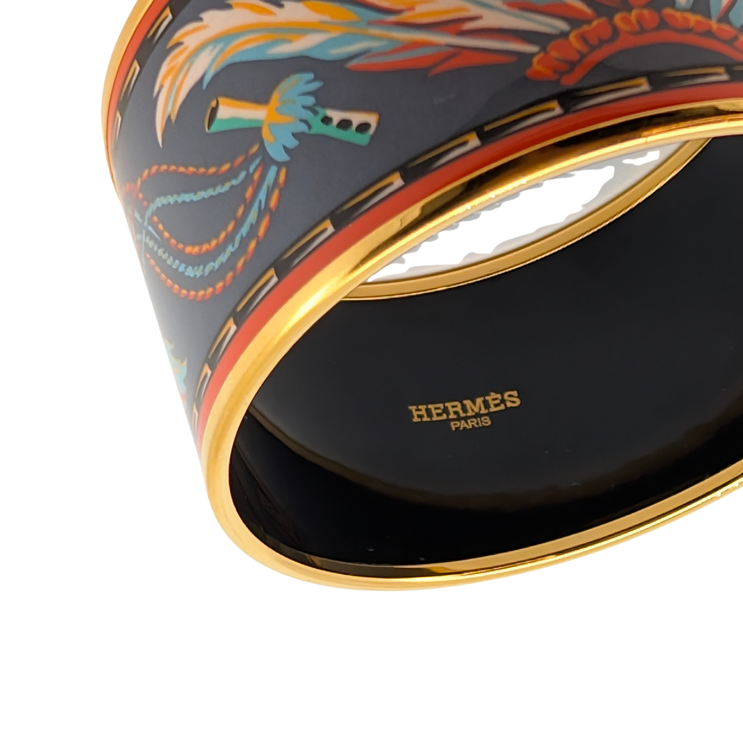 Hermès extra-wide Brazil Enamel Bangle Bracelet