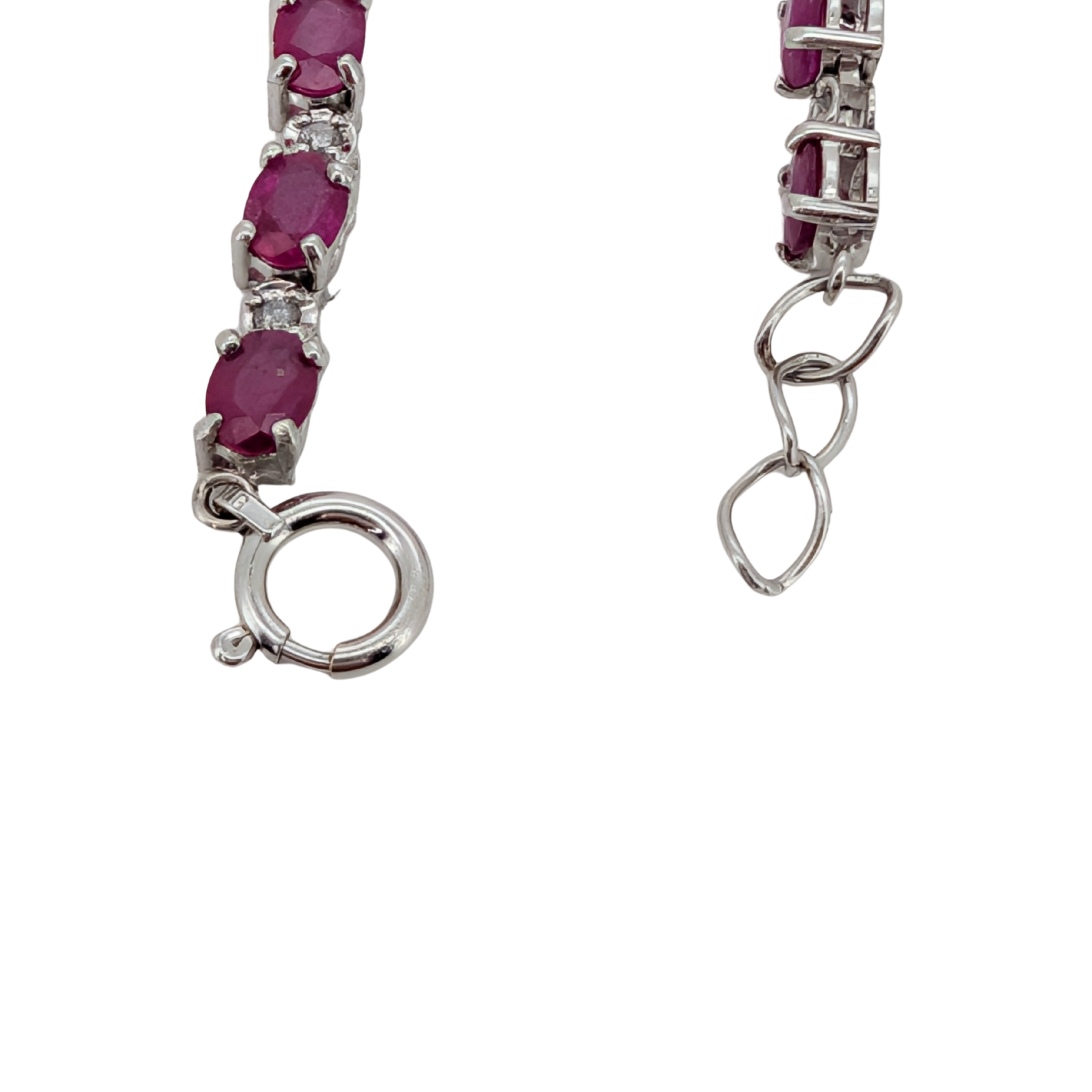3.00Ct Natural Ruby & 0.27Ct Diamonds Tennis Bracelet In 18K White Gold
