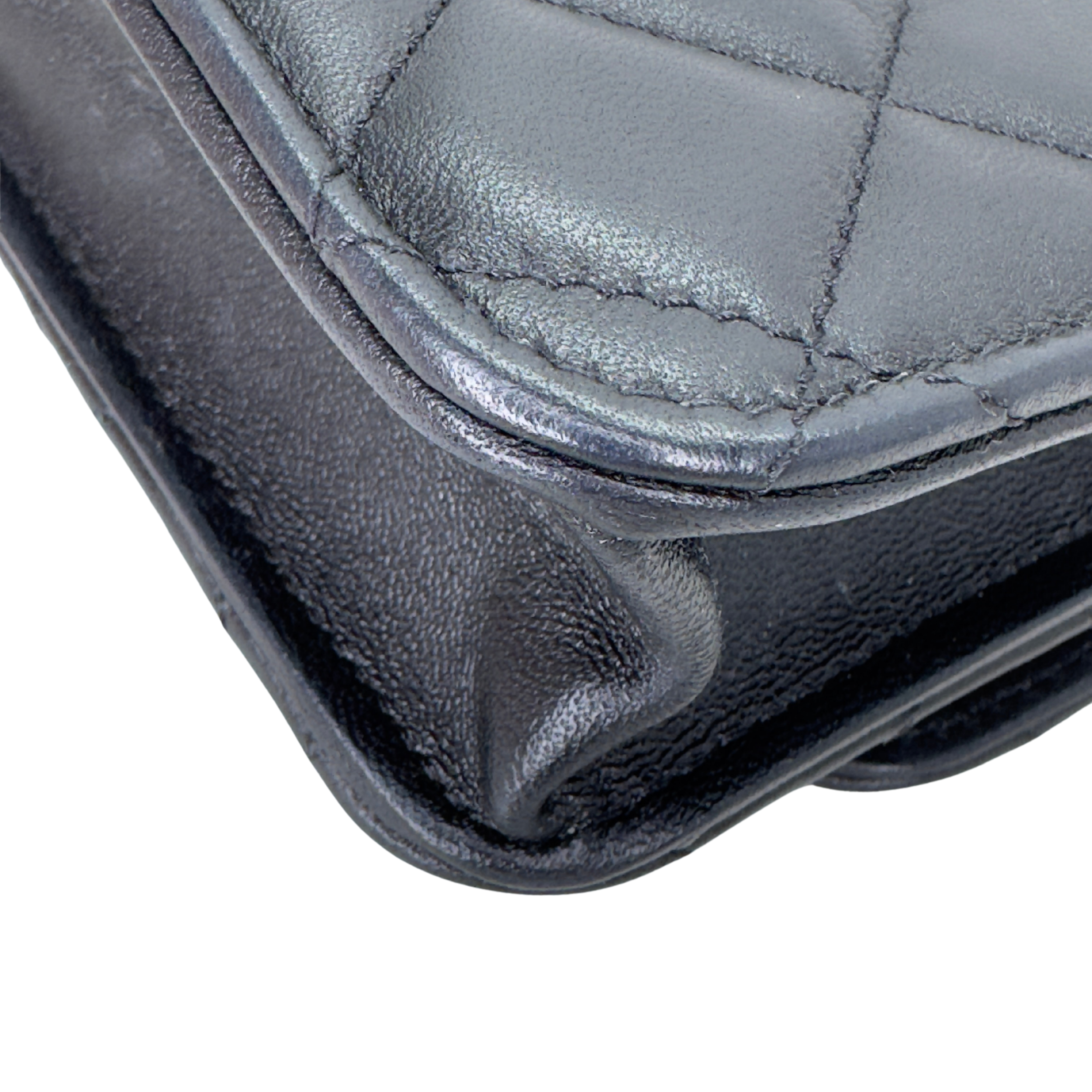 Chanel Top Handle Phone Holder on Chain Lambskin Black
