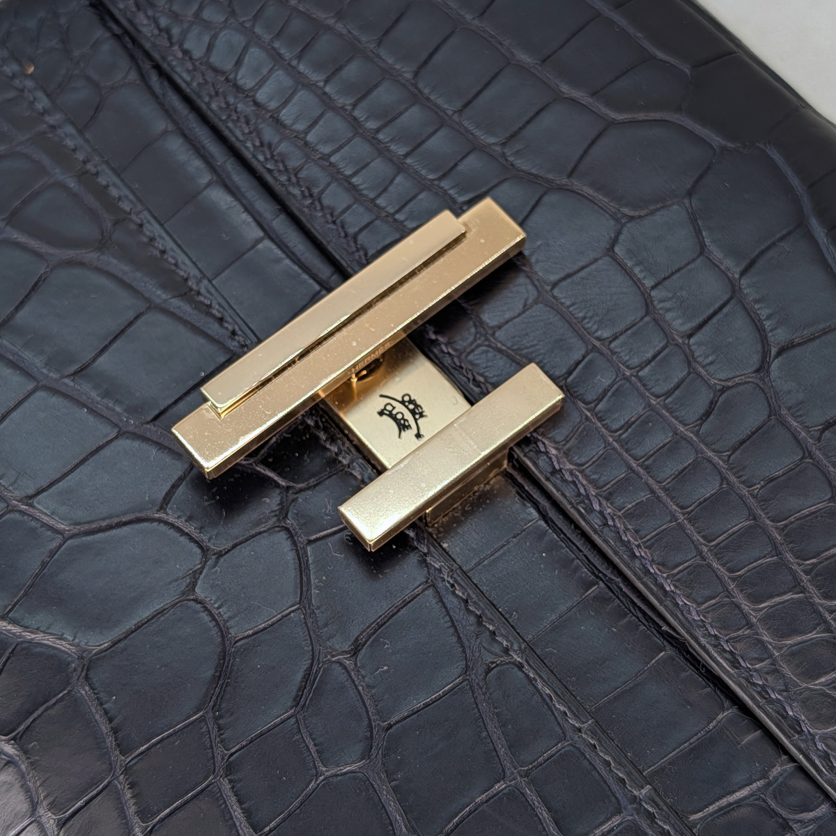 Hermes Cinhetic To Go Alligator Bleu Marine GHW Stamp Z