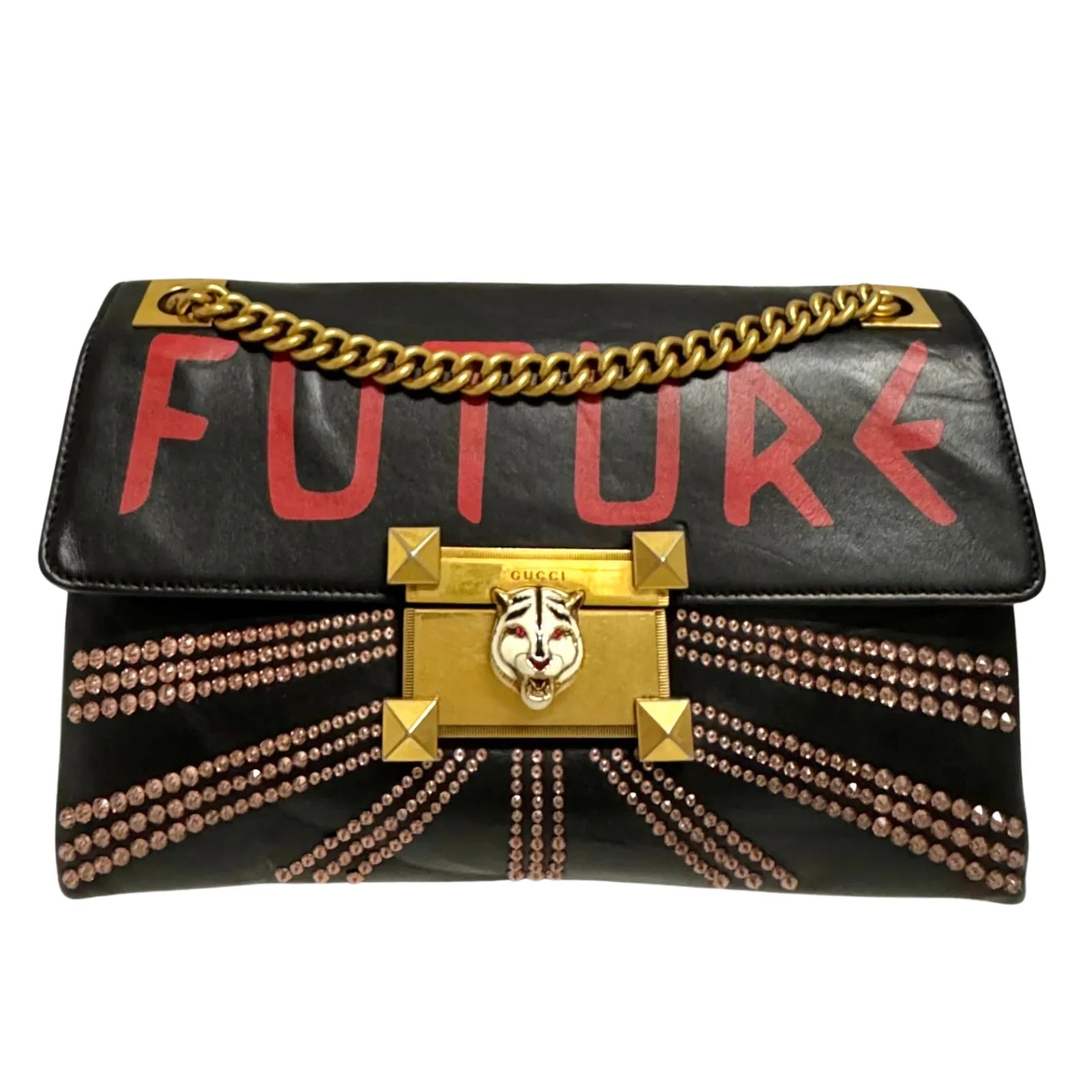 Gucci Osiride Future Embellished Leather Bag Black - Lost Designer