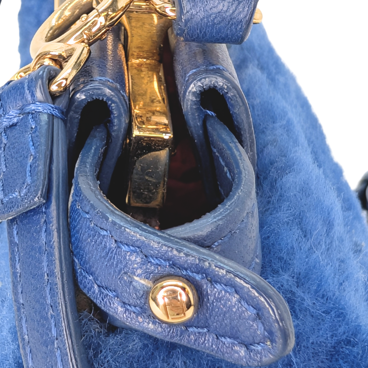 Fendi Peekaboo Micro Shearling Bag Blue