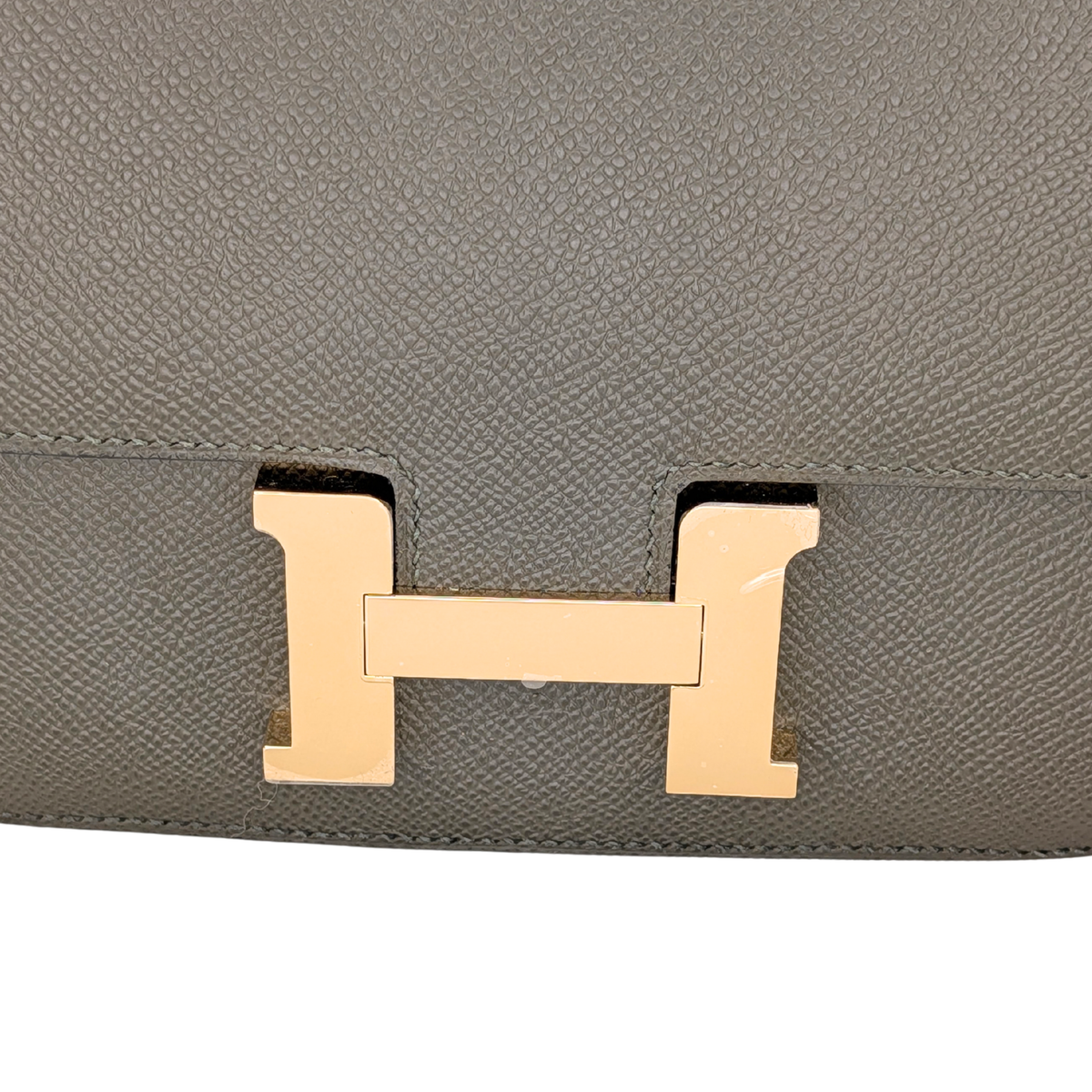 Hermes Mini Constance Epsom Vert De Gris GHW B Stamp
