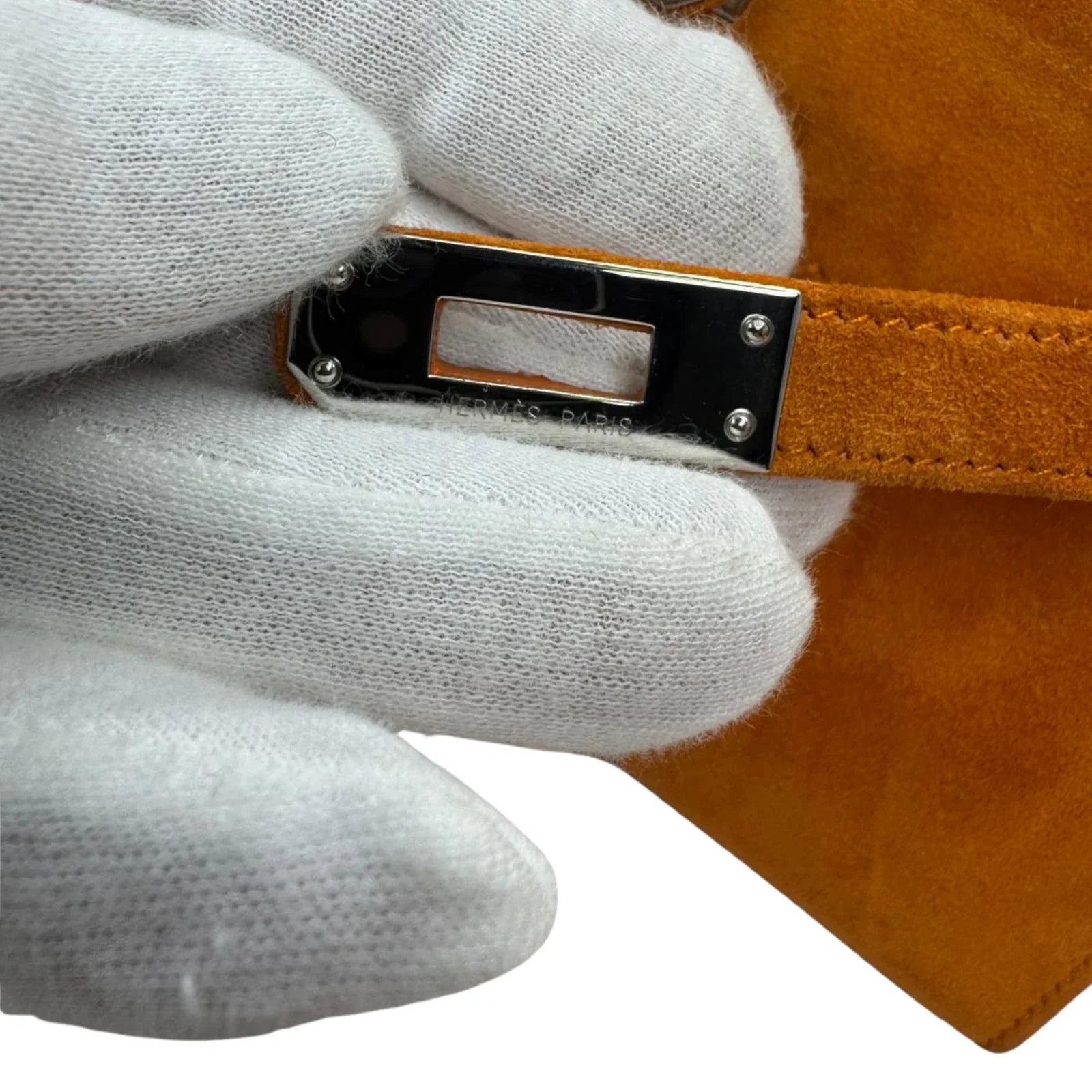 Hermès Kelly Pochette Orange H Veau Doblis Suede PWH ☐ I Stamp - Lost Designer