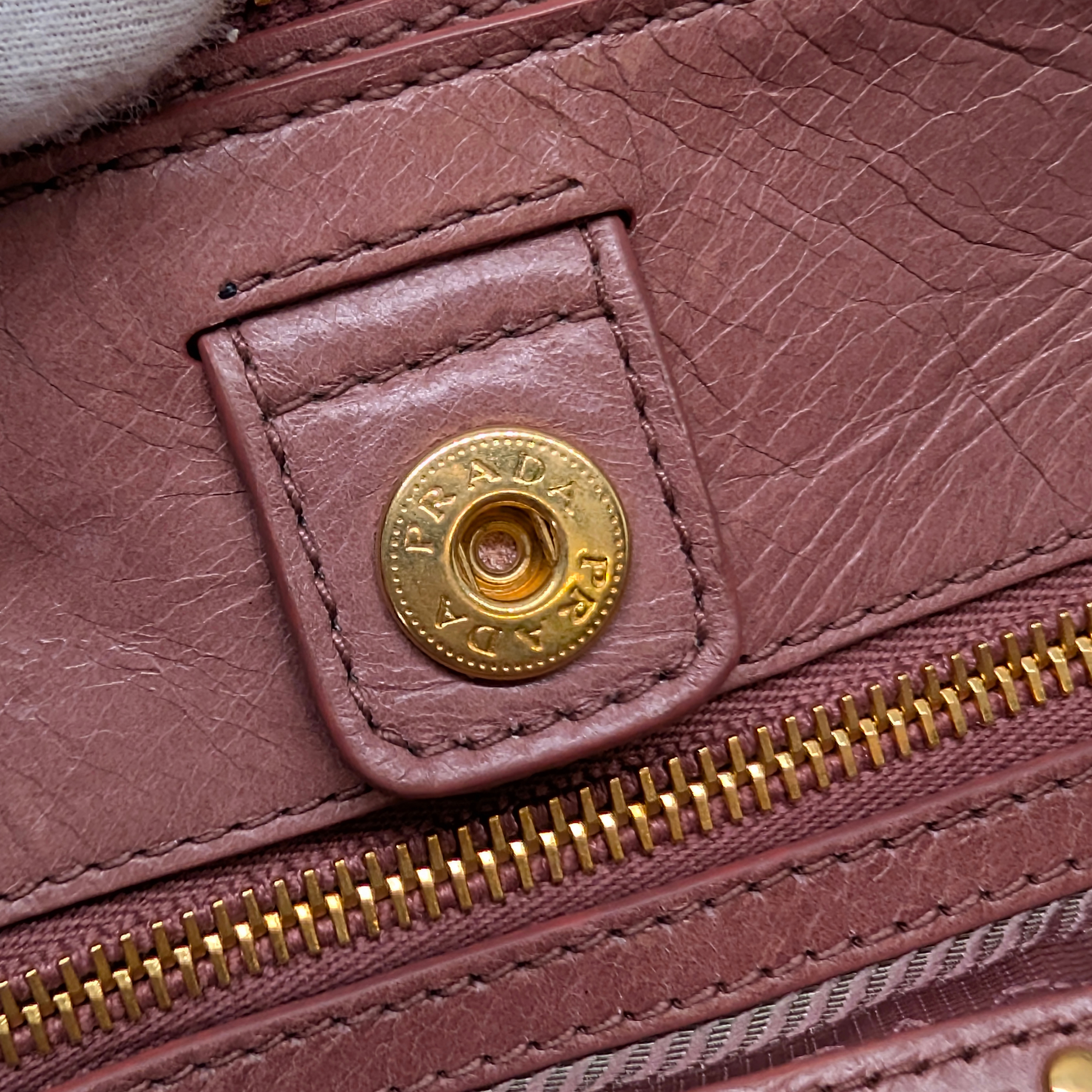 Prada Vitello Shine Shopping Tote Bag Dusky Rose