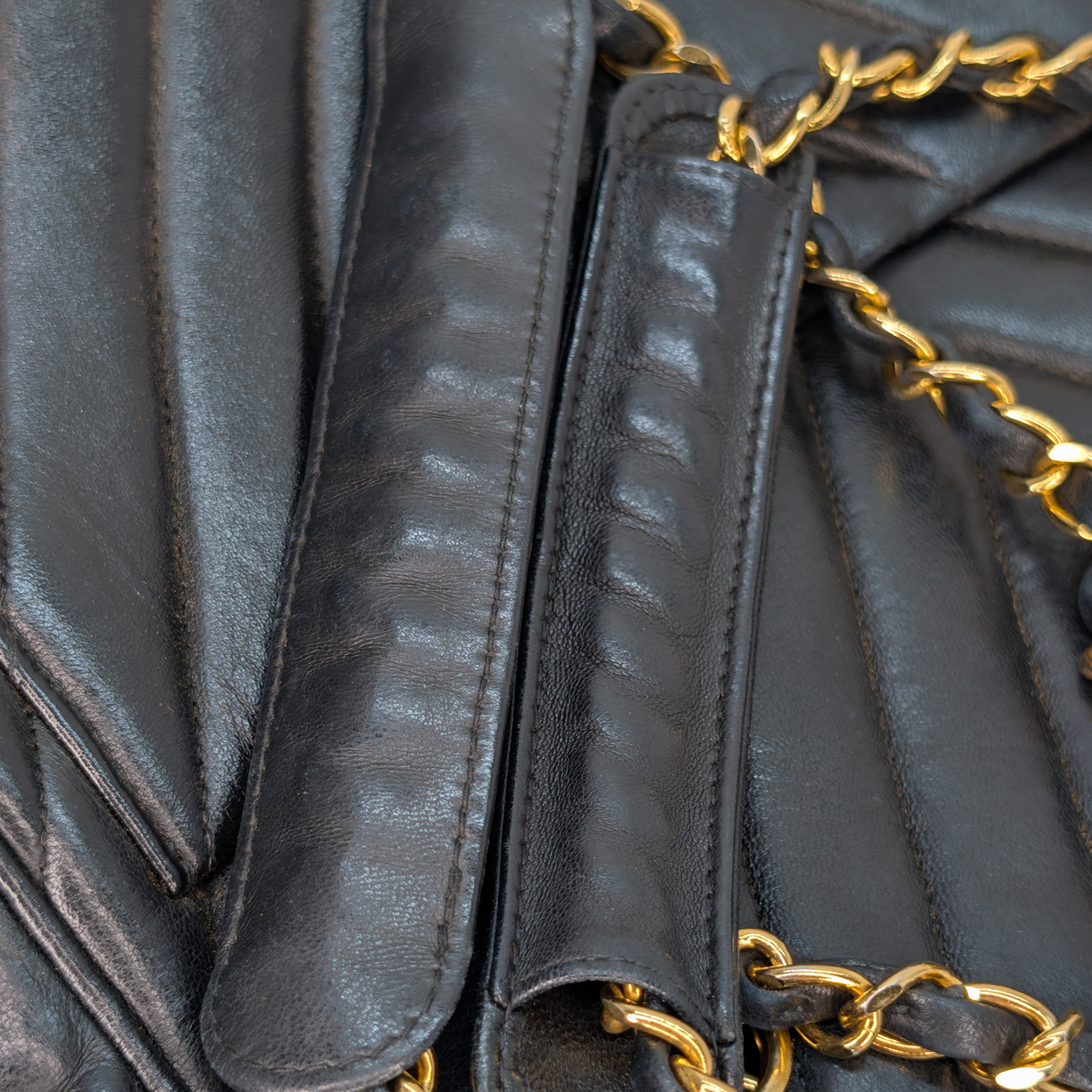 Chanel Vintage Chevron Quilted Camera Bag Black