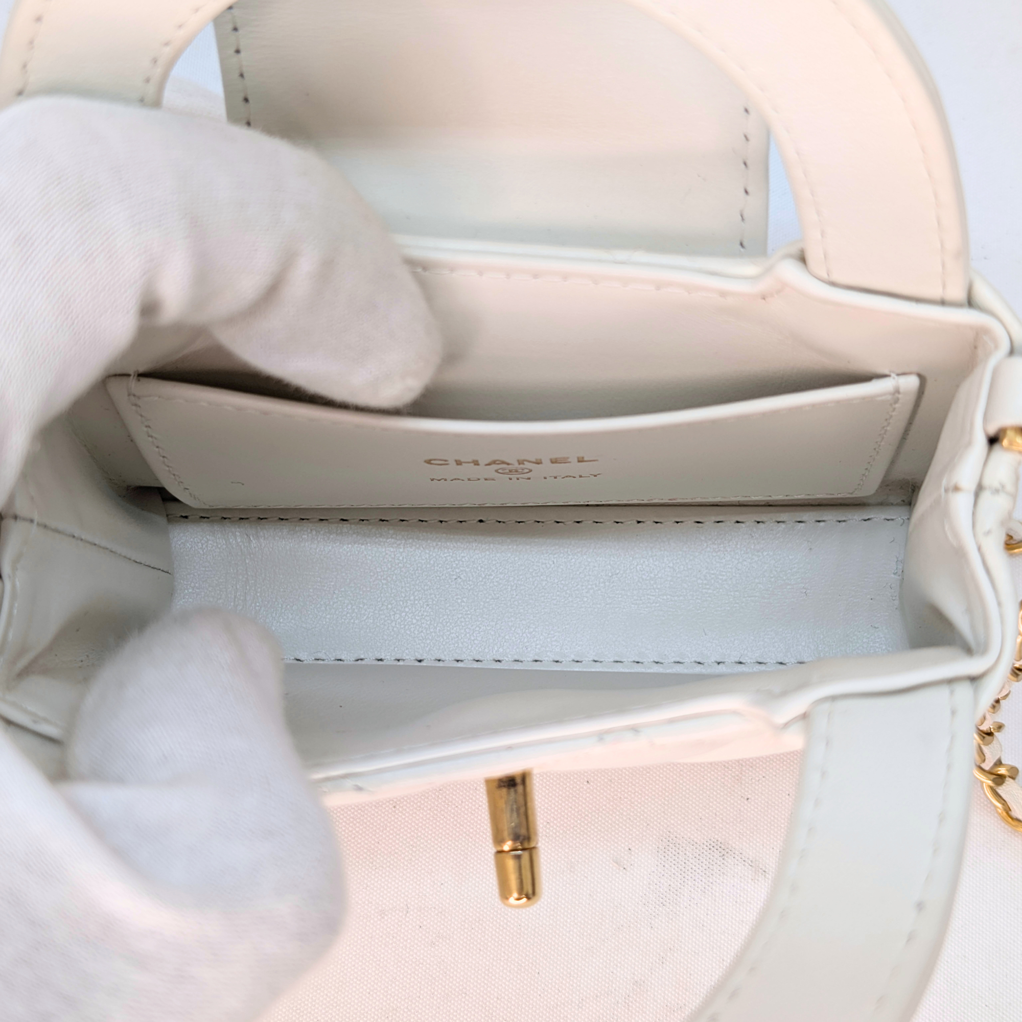 Chanel Mini Nano Kelly Shopper Tote Bag White