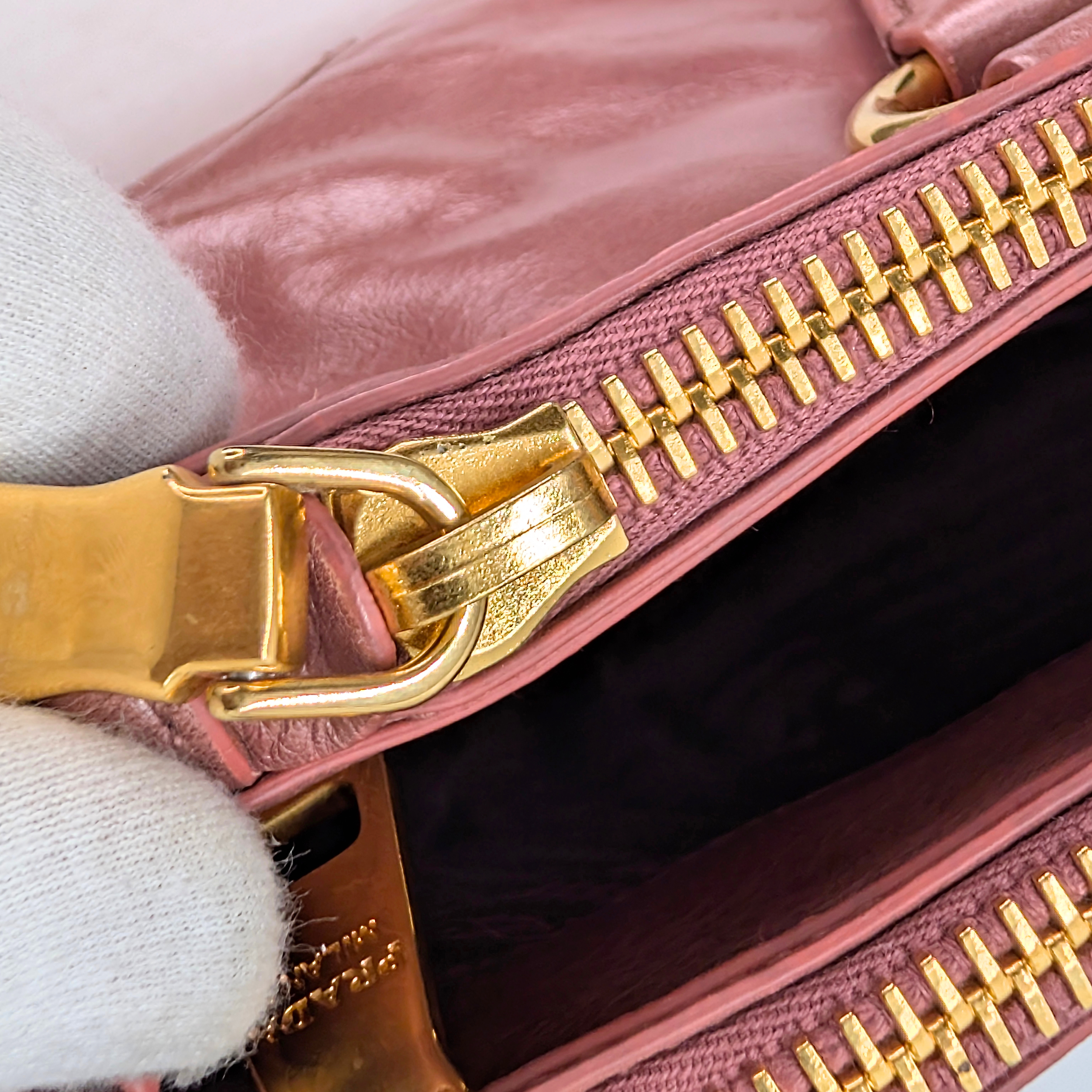 Prada Vitello Shine Shopping Tote Bag Dusky Rose