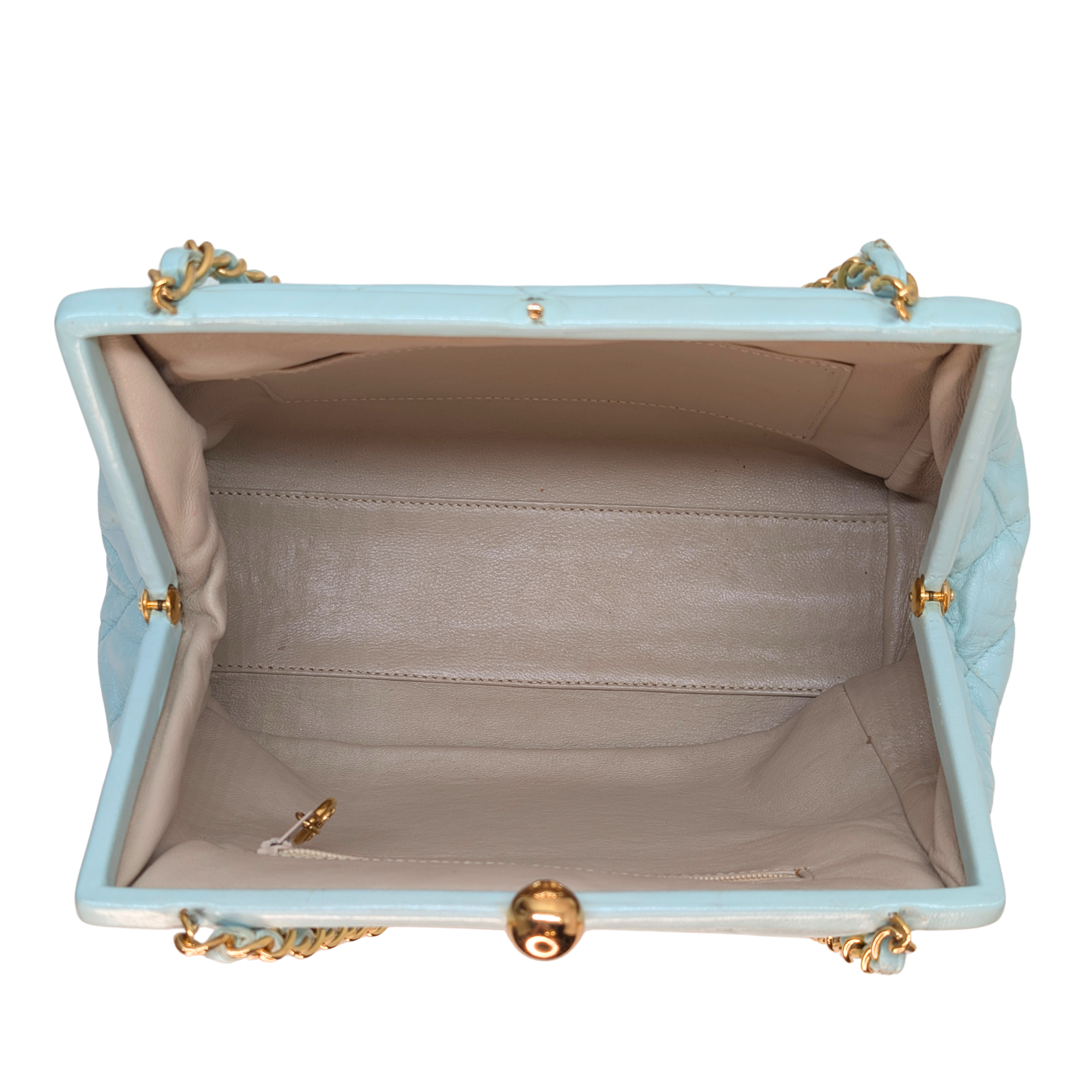 Chanel Vintage Kiss Lock Bag Baby Blue