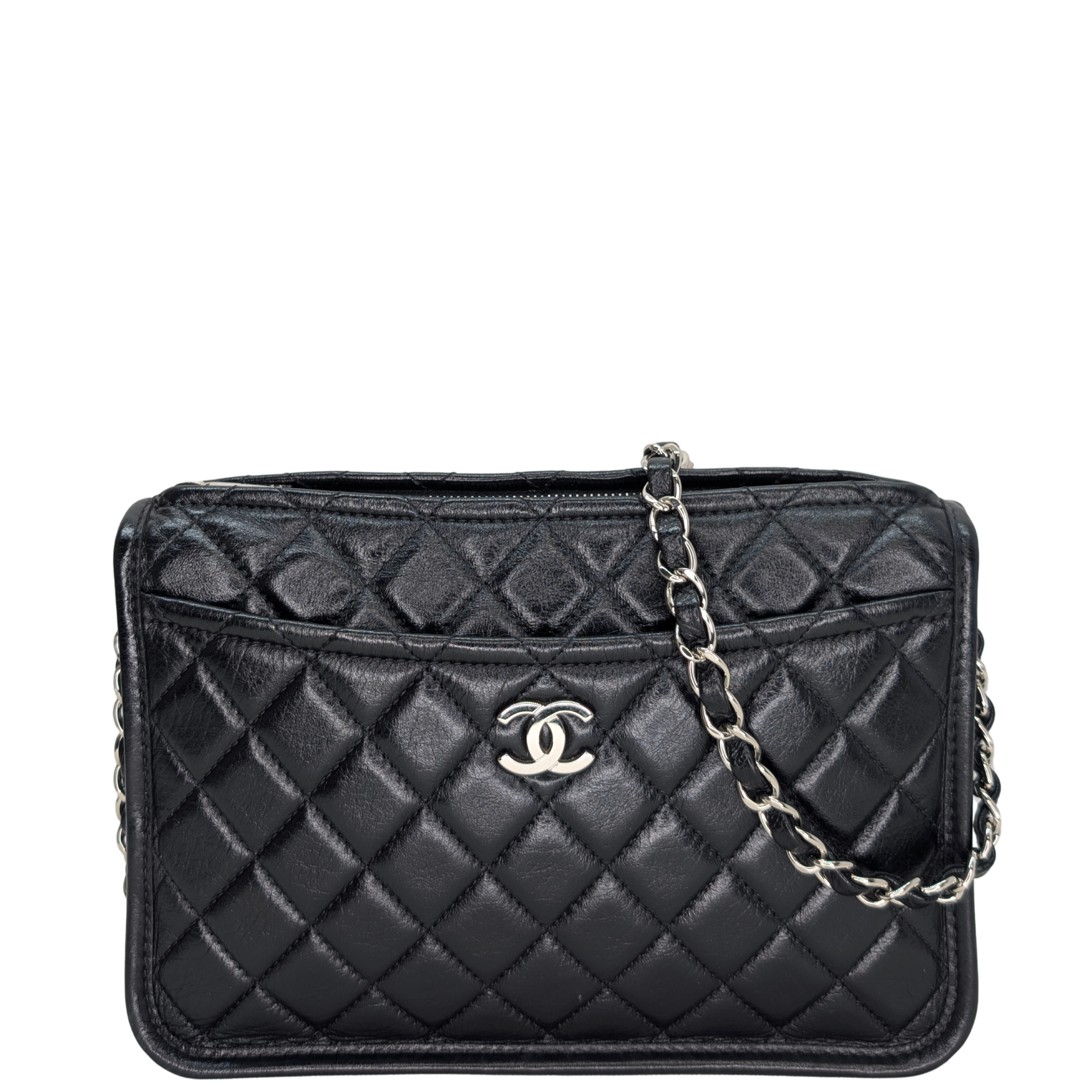 Chanel 黑色鏈條相機手拿袋