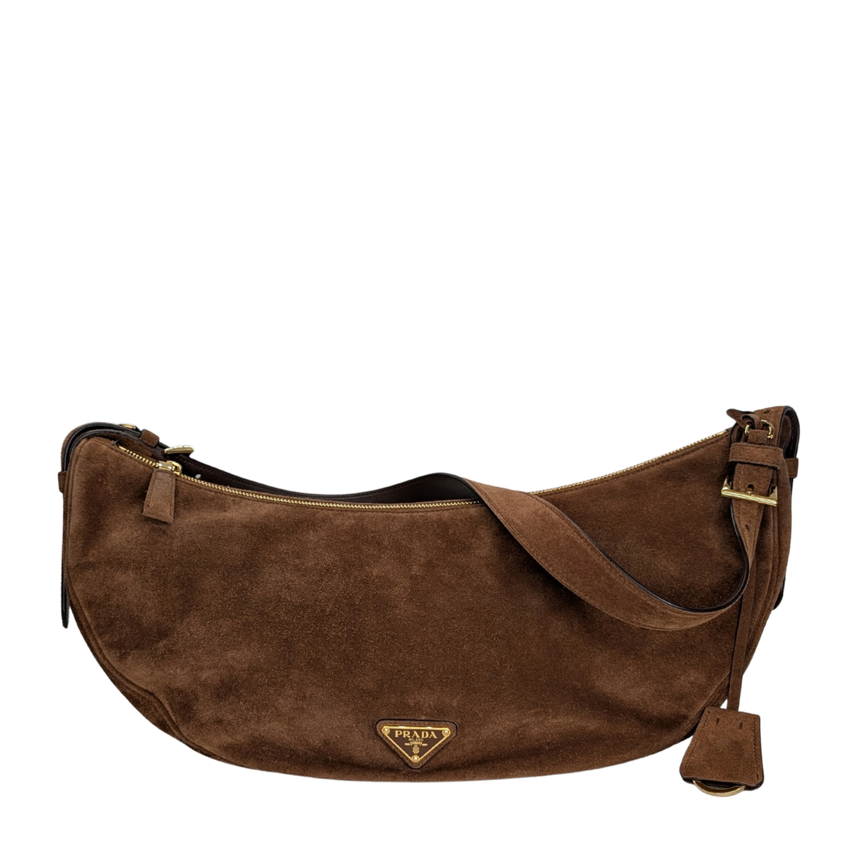 Prada Demi-Lune Suede Boat Shoulder Bag