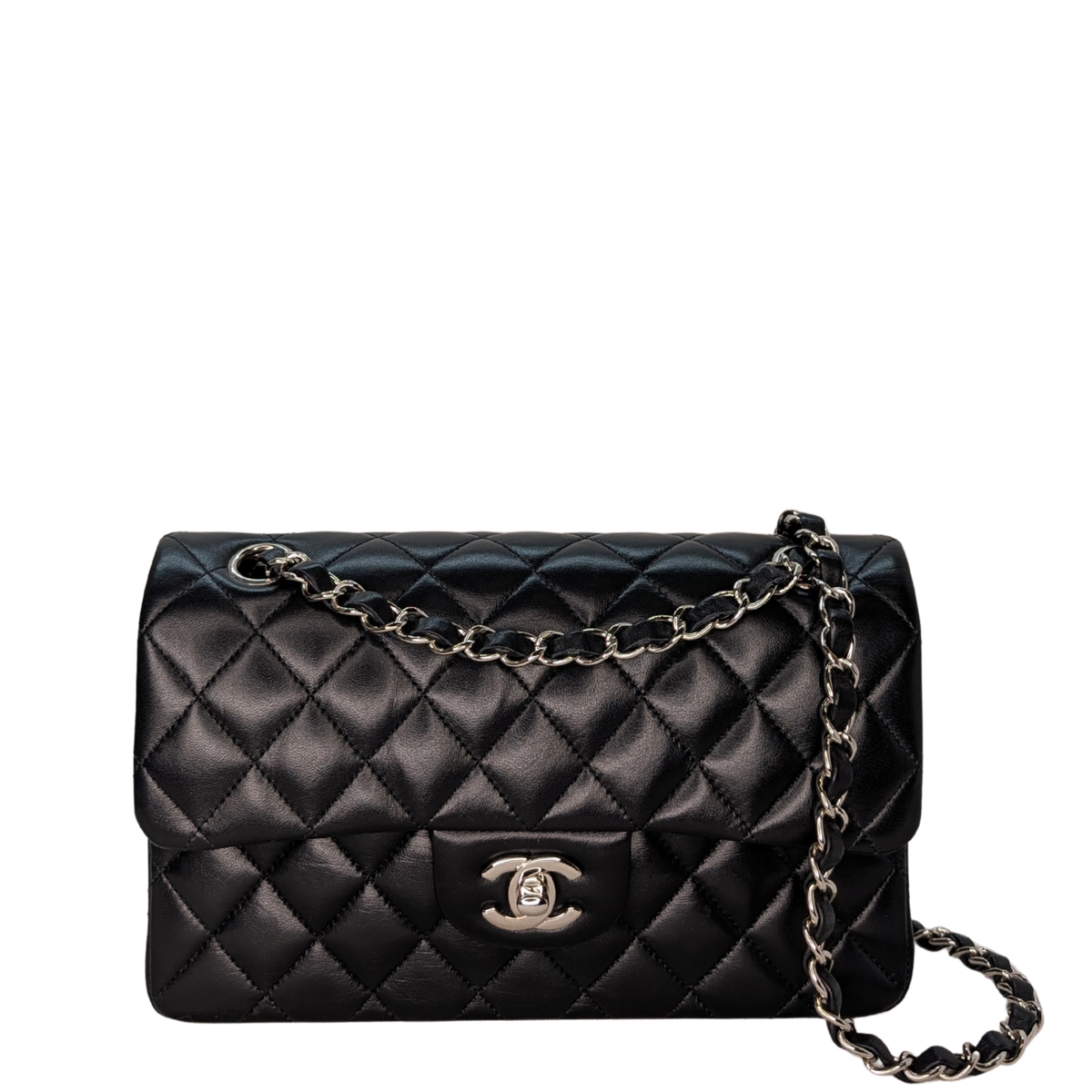 Chanel Small Classic Double Flap Lambskin Black SHW