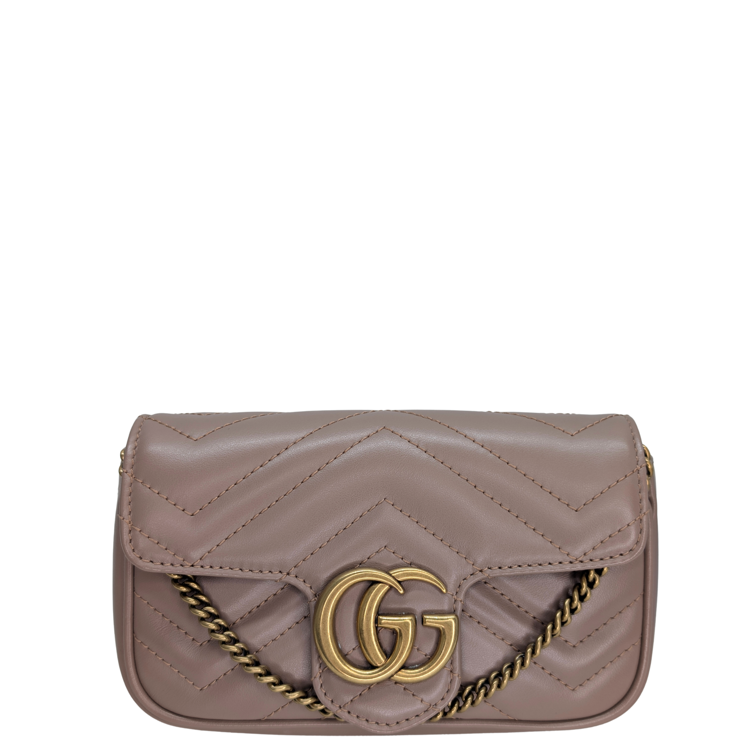 Gucci GG Marmont Matelasse Super Mini Shoulder Bag Taupe