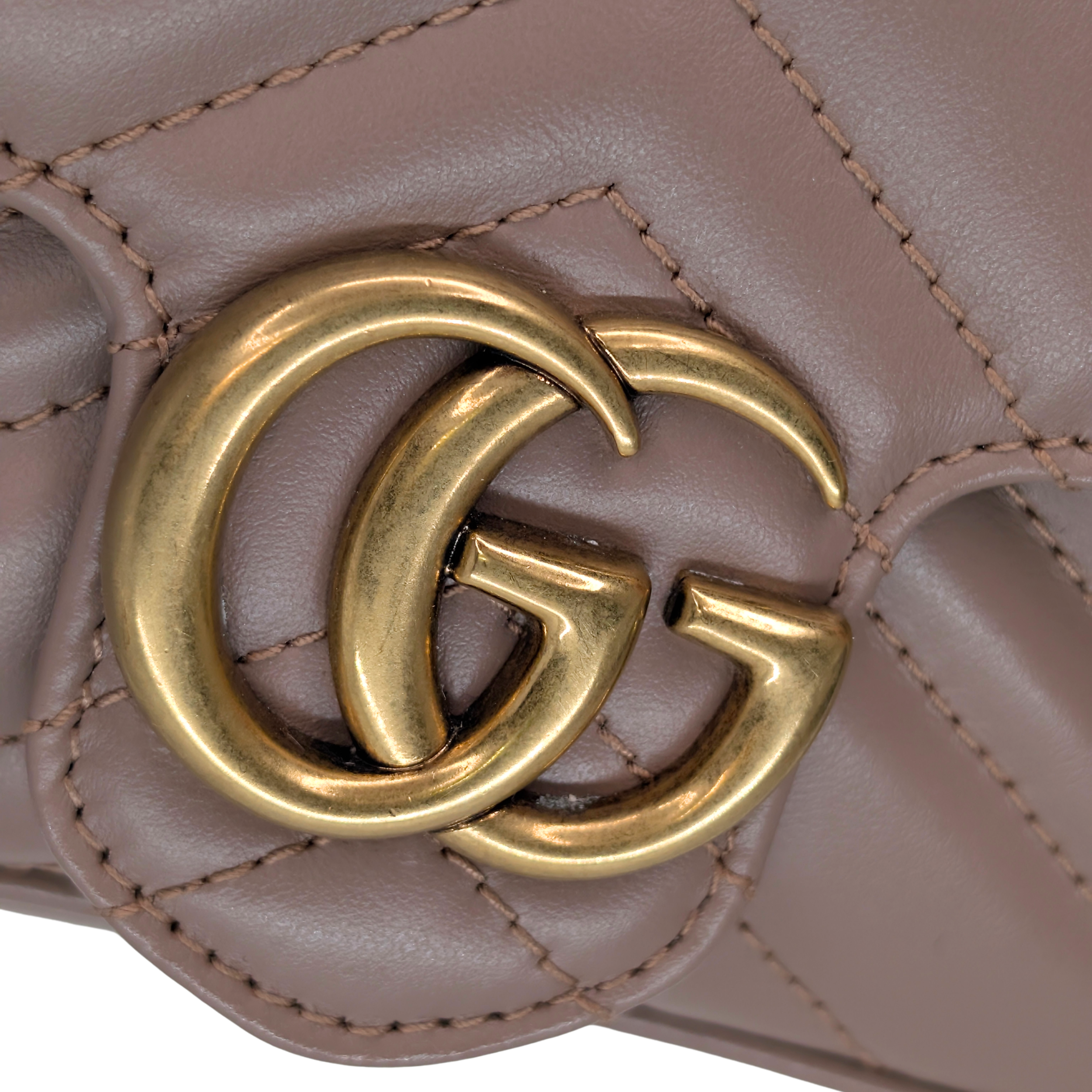 Gucci GG Marmont Matelasse Super Mini Shoulder Bag Taupe