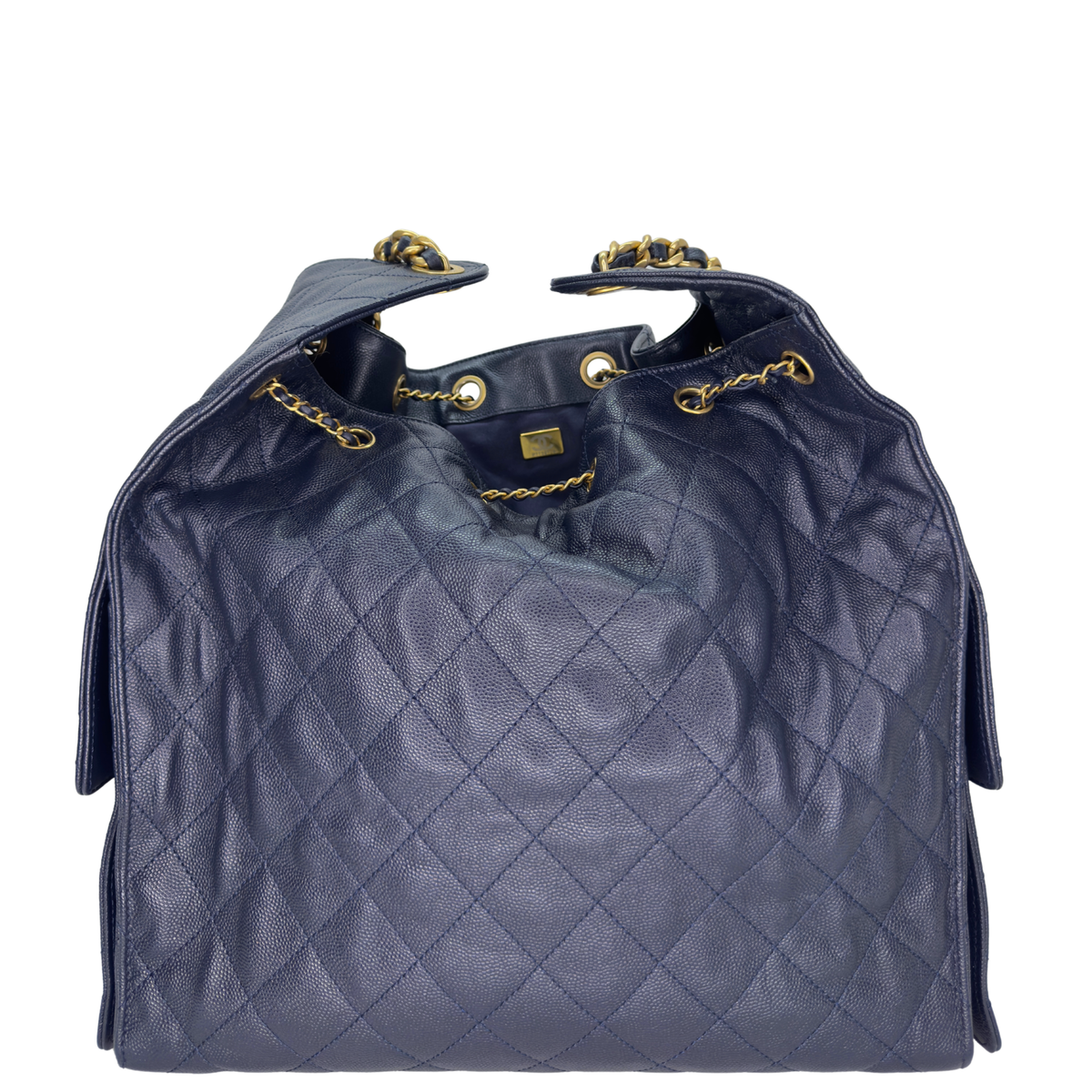 Chanel 25 Medium Caviar Leather Shoulder Bag Navy