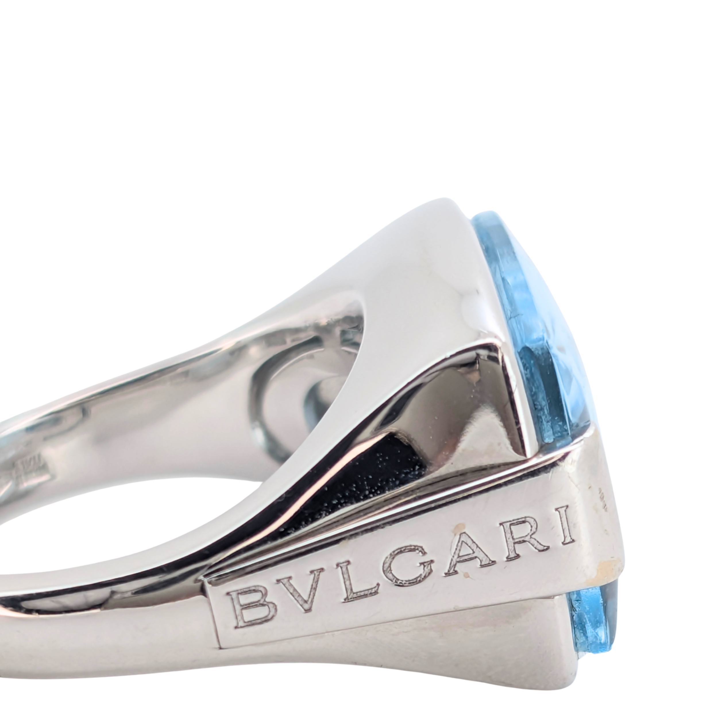 Bvlgari Metropolis Blue Topaz Ring In 18K White Gold