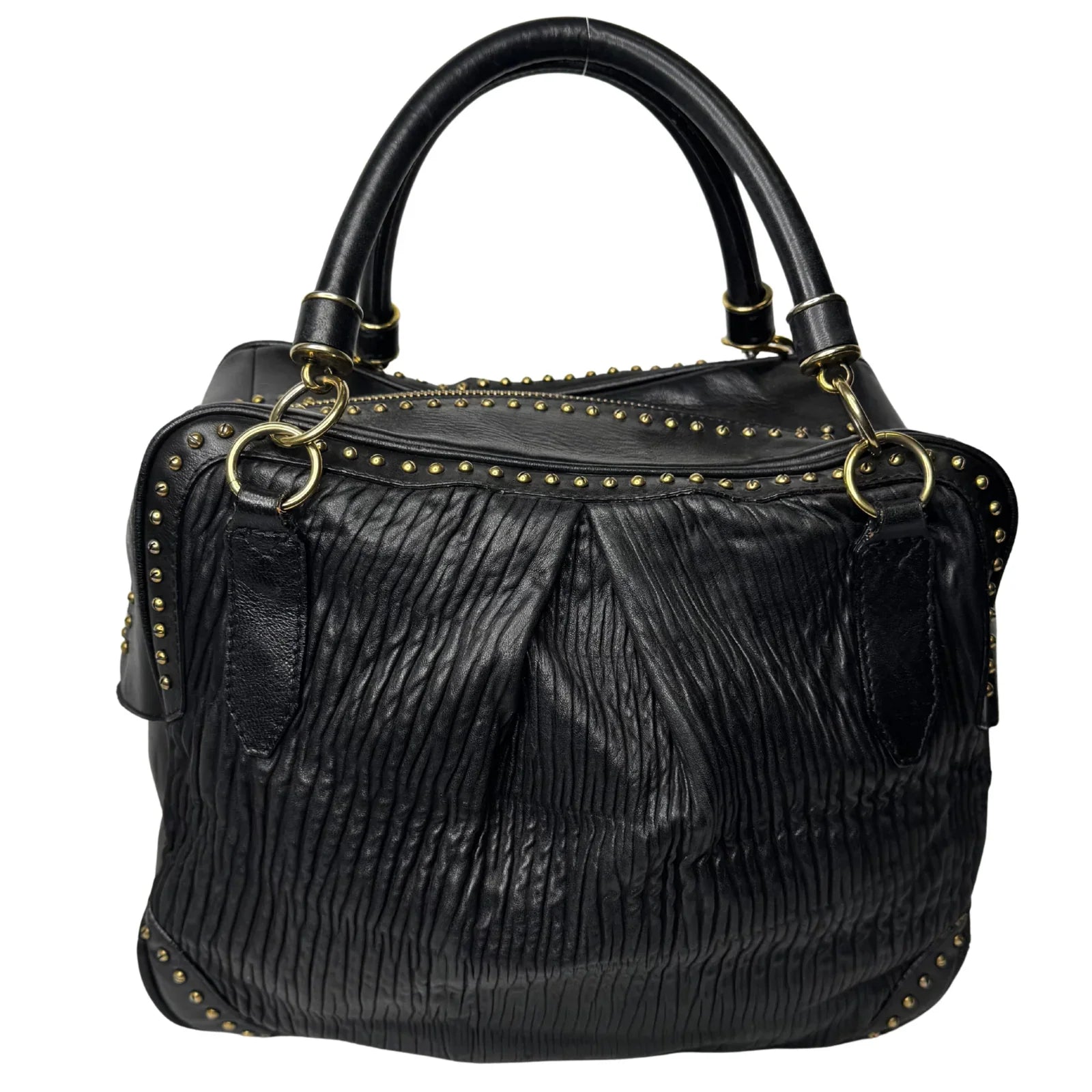 Burberry Black Studded Plissé Lambskin Leather Tote Bag - Lost Designer