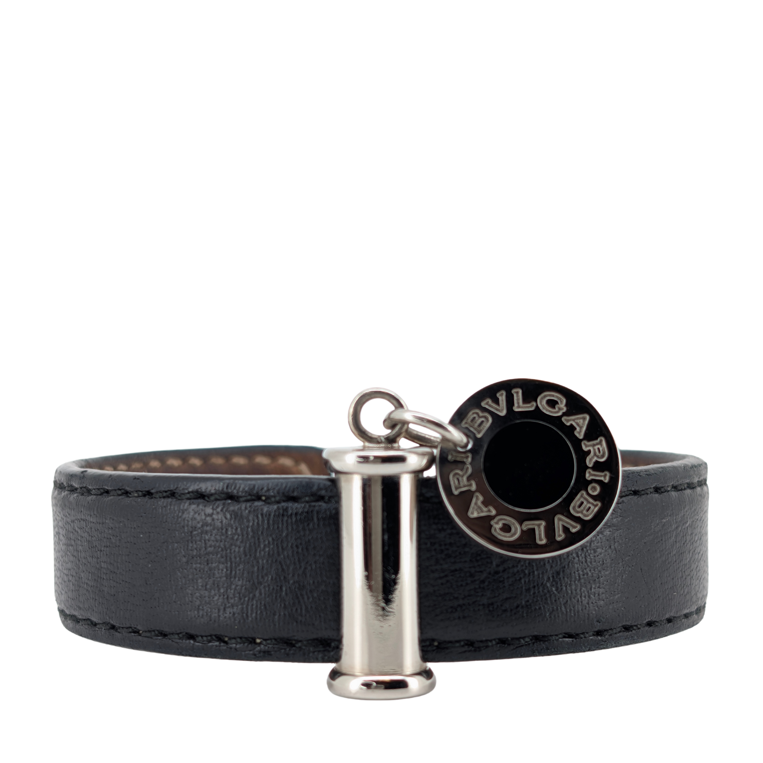 Bvlgari Leather Bangle Cuff Bracelet