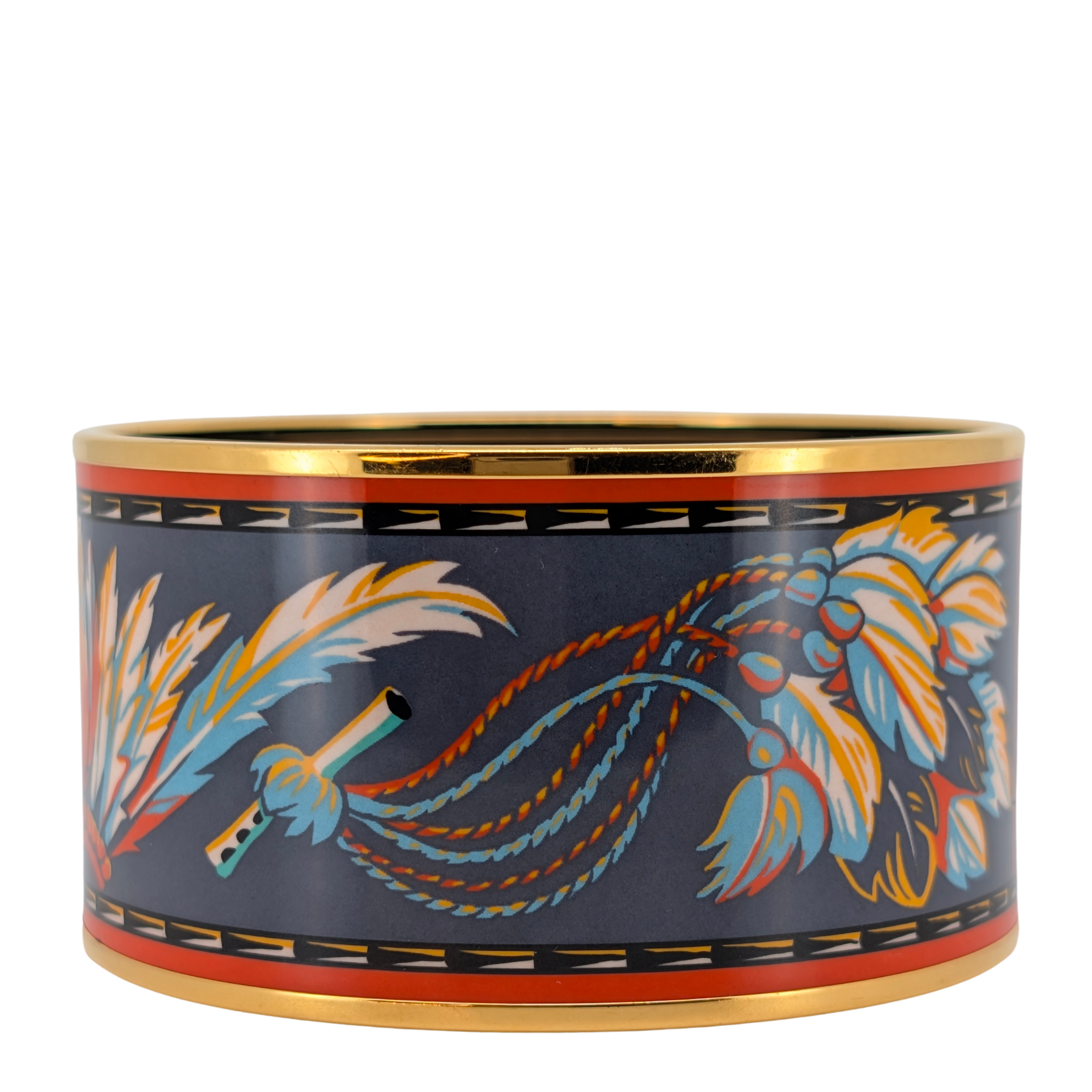 Hermès extra-wide Brazil Enamel Bangle Bracelet
