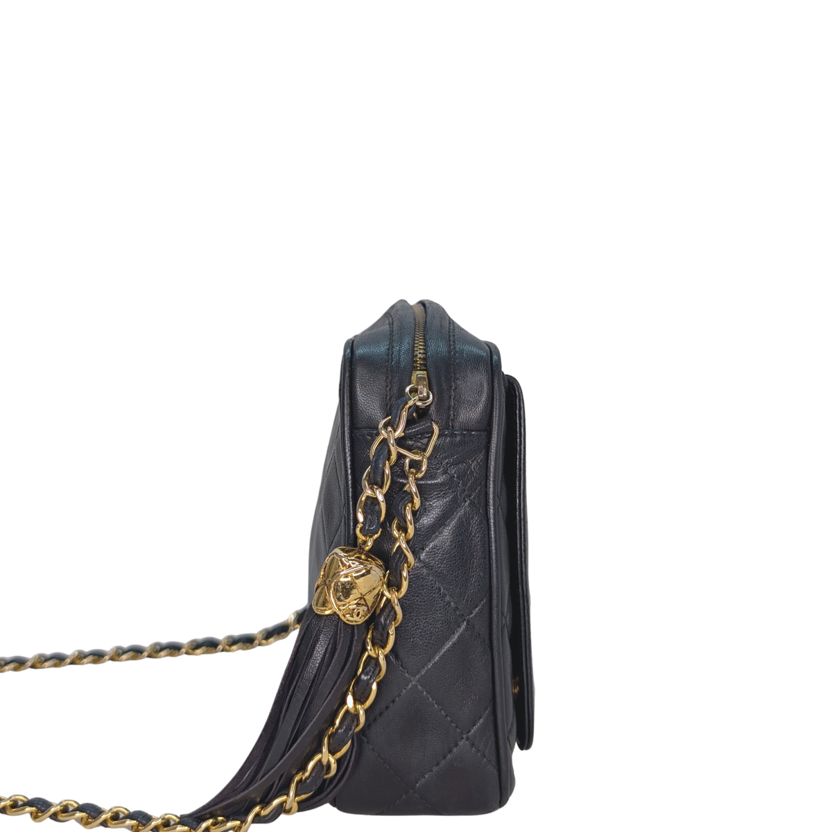 Chanel Vintage Diagonal Pocket Camera Bag Black GHW