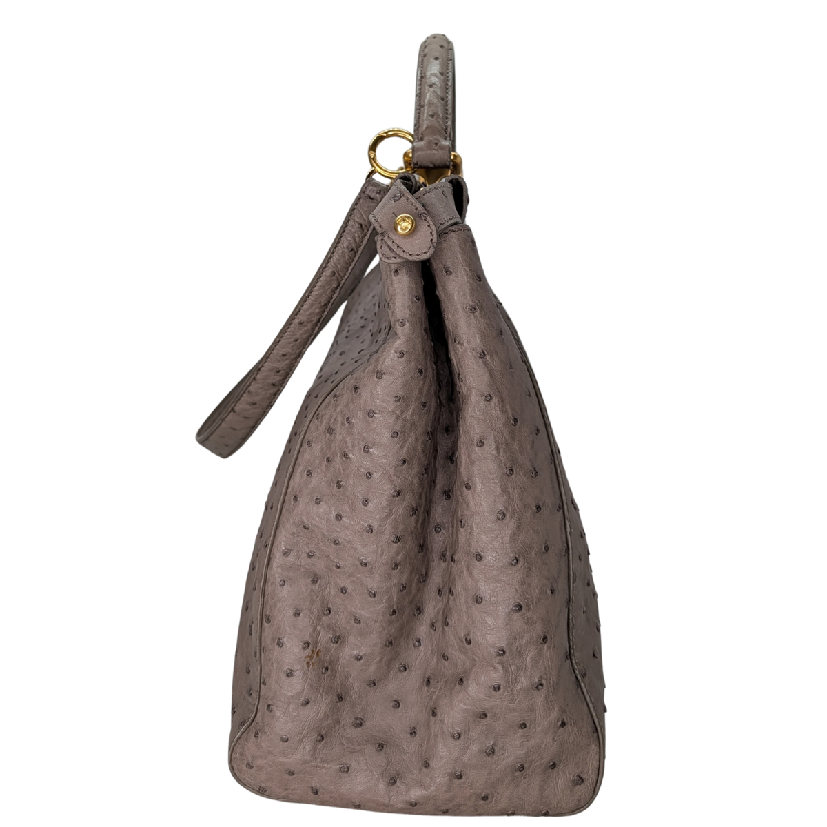 Fendi Peekaboo Large Ostrich Bag Taupe Grey