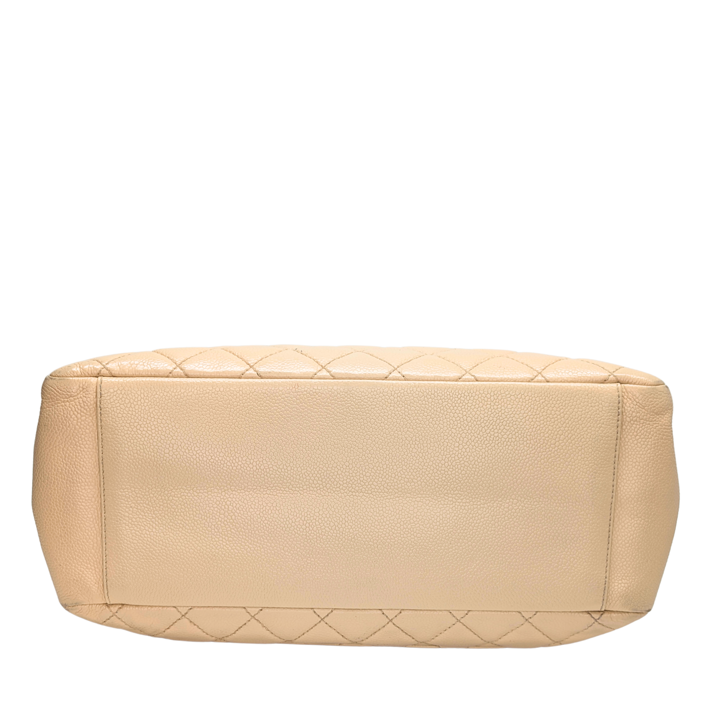 Chanel Quilted Caviar Grand Shopping Tote Beige