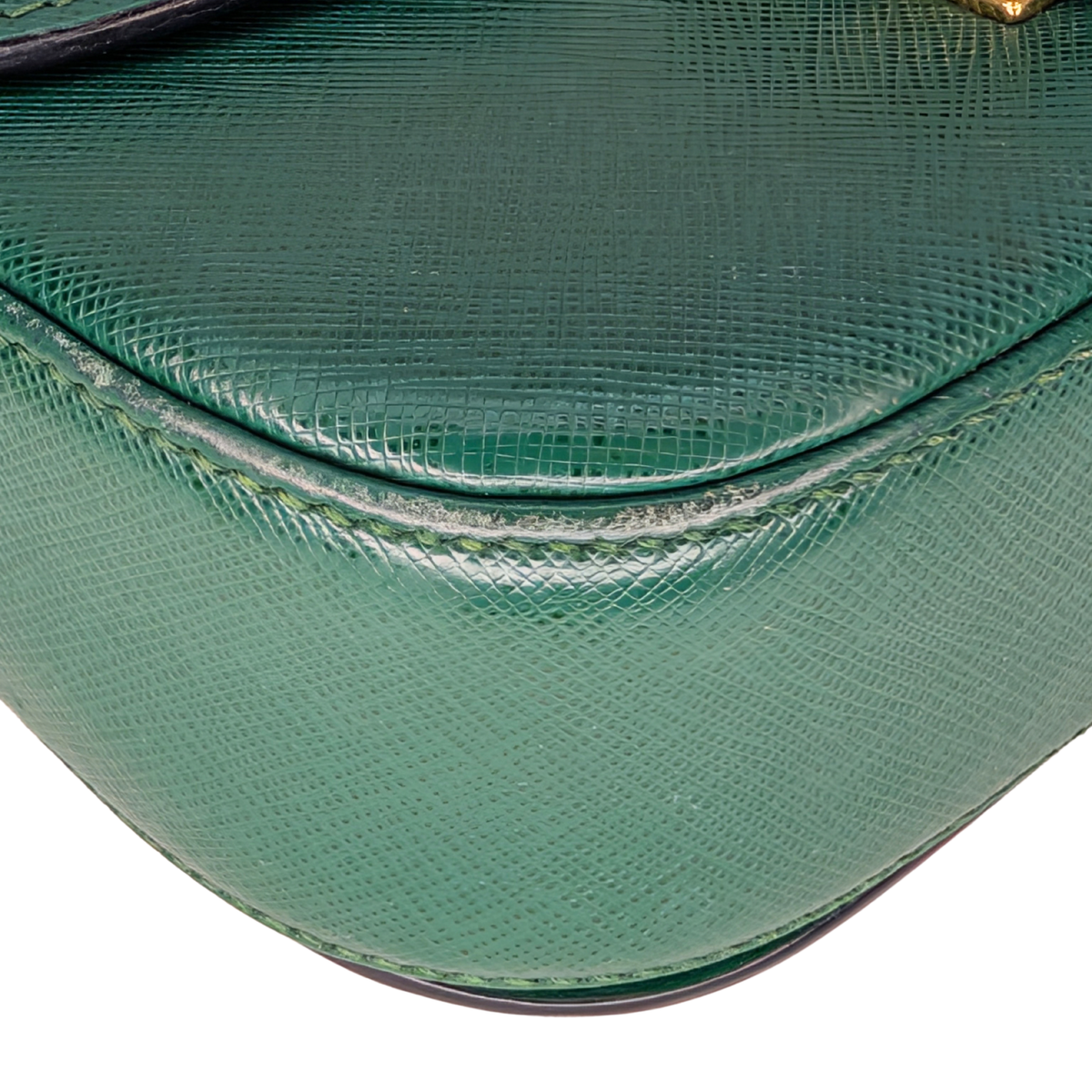 Prada Saffiano Lux Emblem Flap Shoulder Bag Green