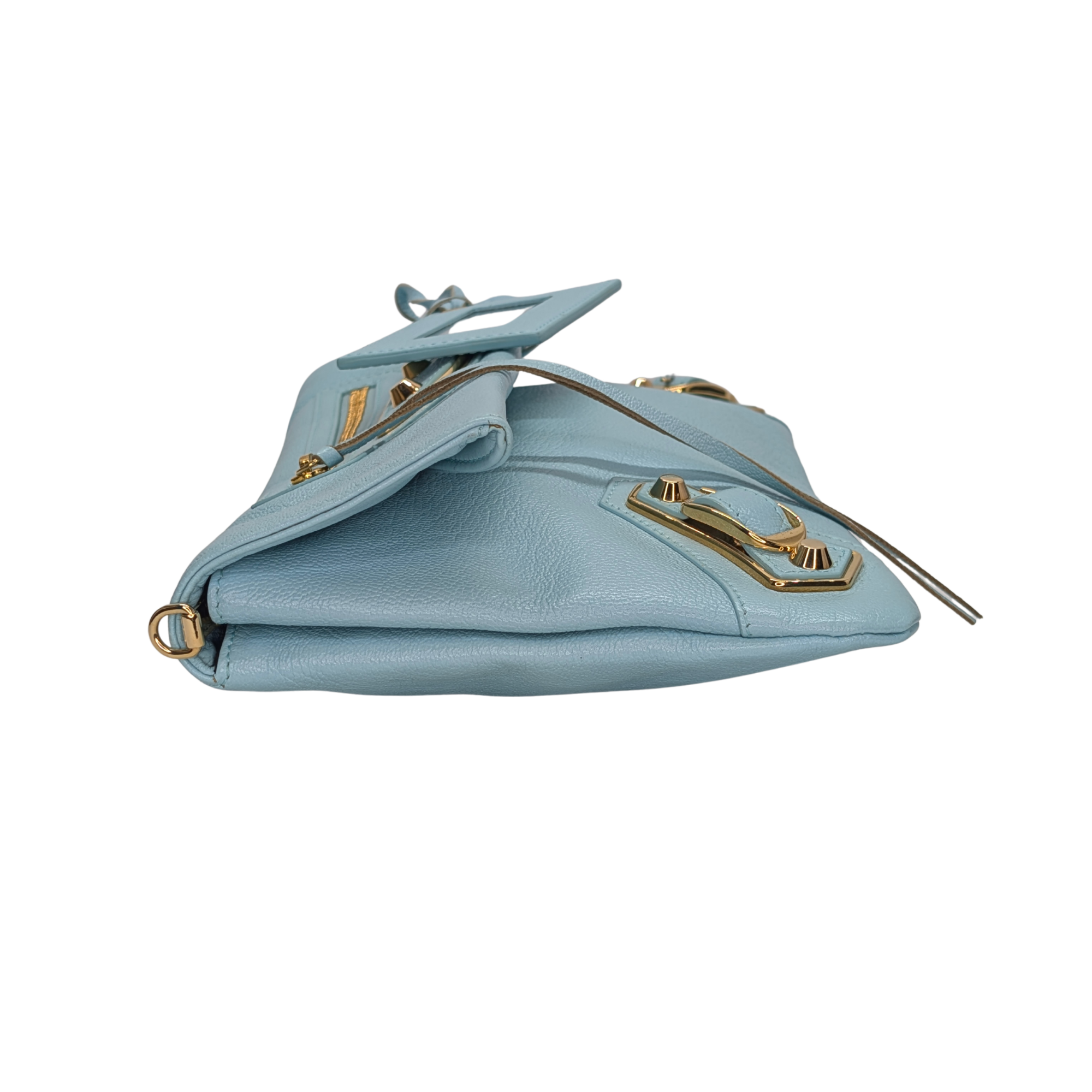 Balenciaga City Envelope Clutch Bag on chain Light Blue
