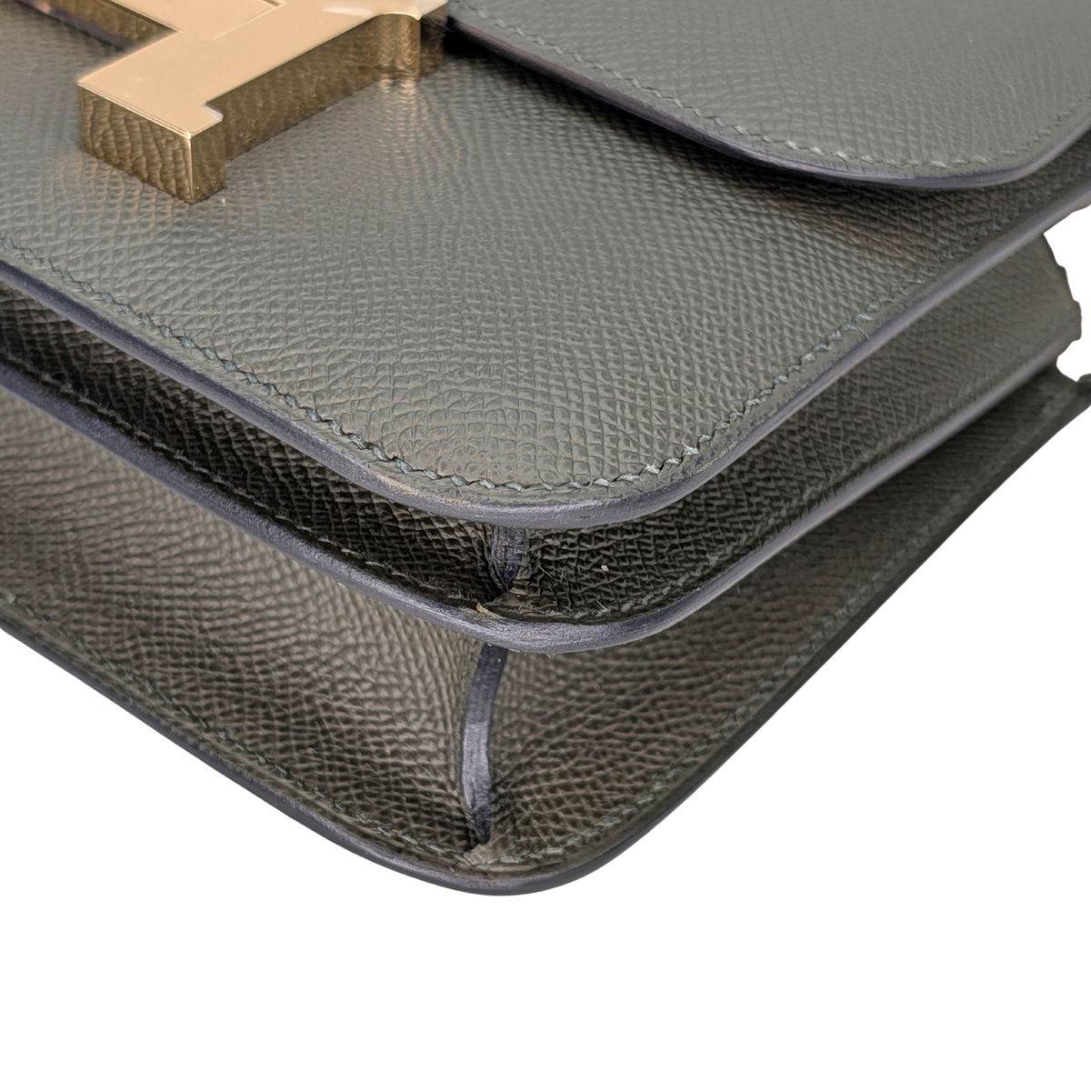 Hermes Mini Constance Epsom Vert De Gris GHW B Stamp