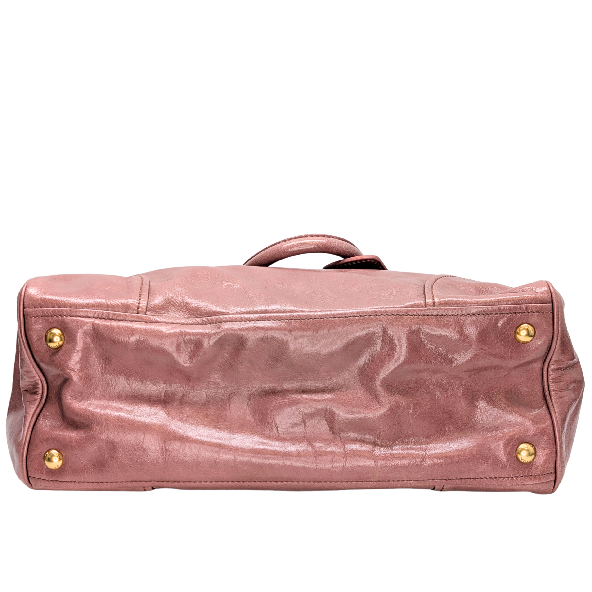 Prada Vitello Shine Shopping Tote Bag Dusky Rose