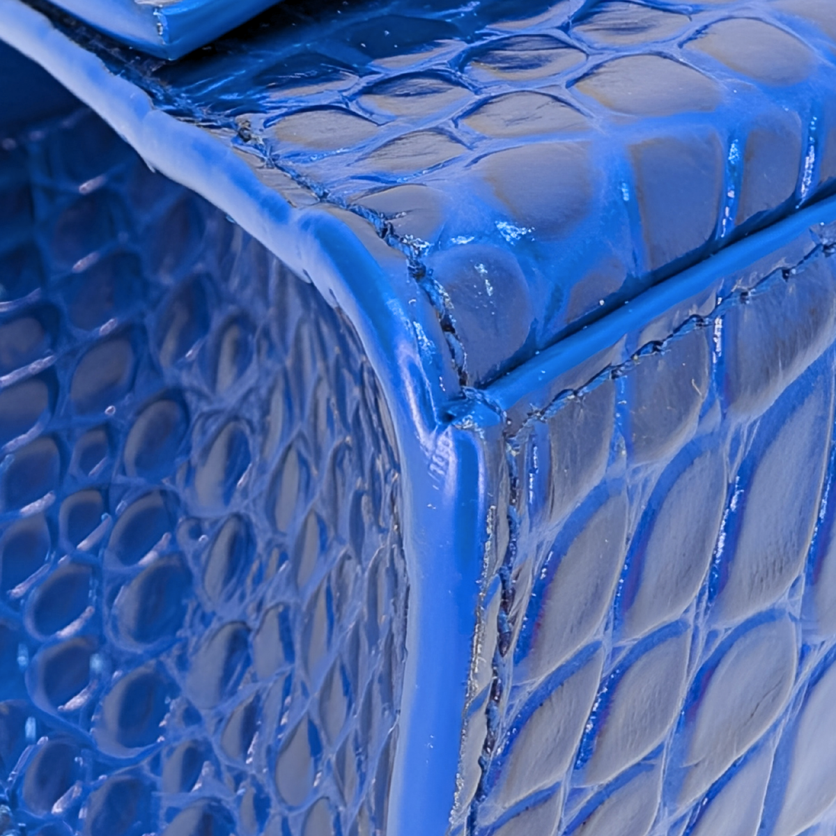 Balenciaga Hourglass Crocodile Embossed Blue